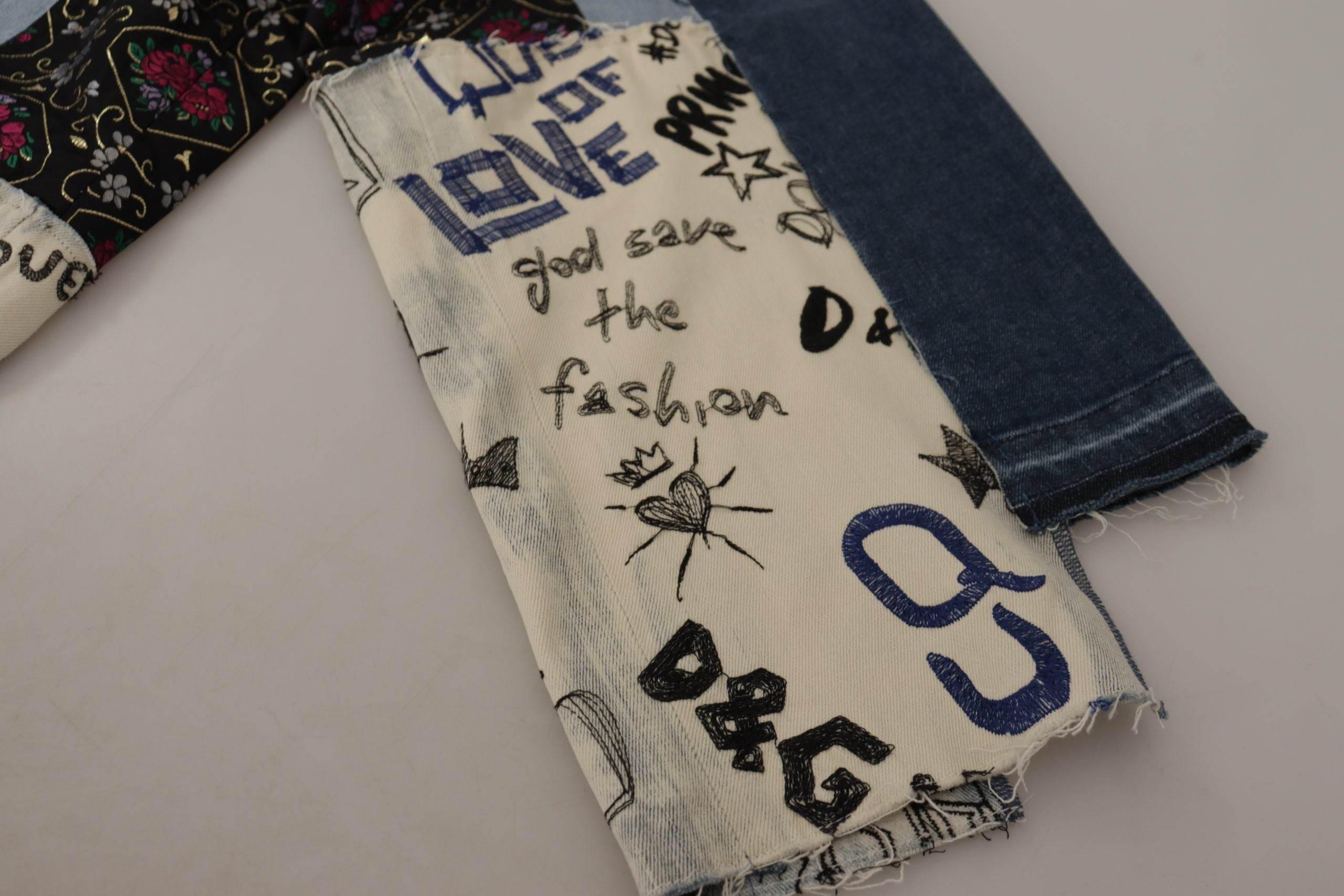 Dolce & Gabbana High-Waist Multicolor Wide-Cut Jeans - Hilstor