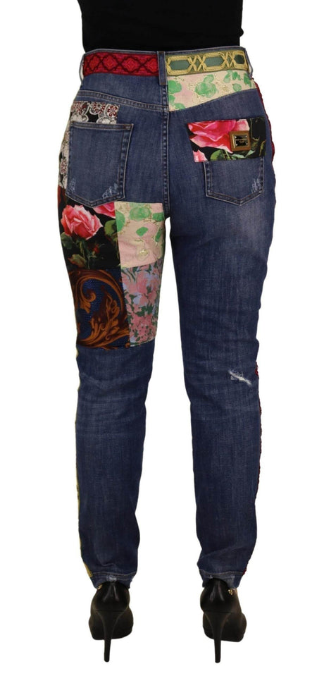 Dolce & Gabbana Blue Patchwork High Waist Denim Jeans - Hilstor