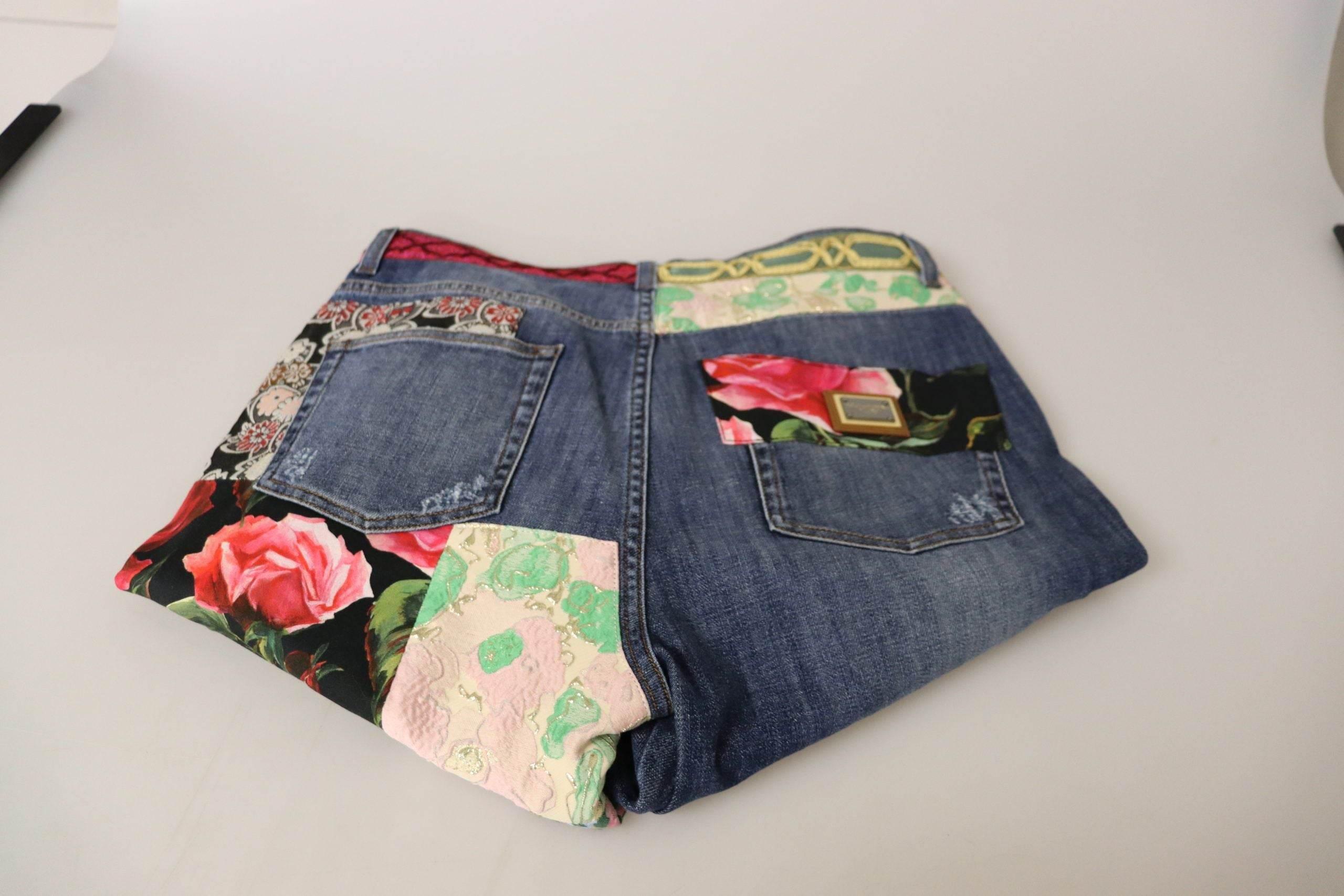 Dolce & Gabbana Blue Patchwork High Waist Denim Jeans - Hilstor