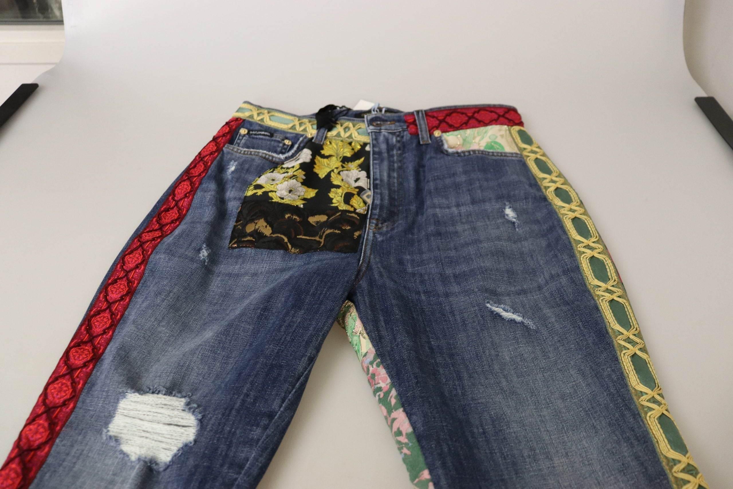 Dolce & Gabbana Blue Patchwork High Waist Denim Jeans - Hilstor