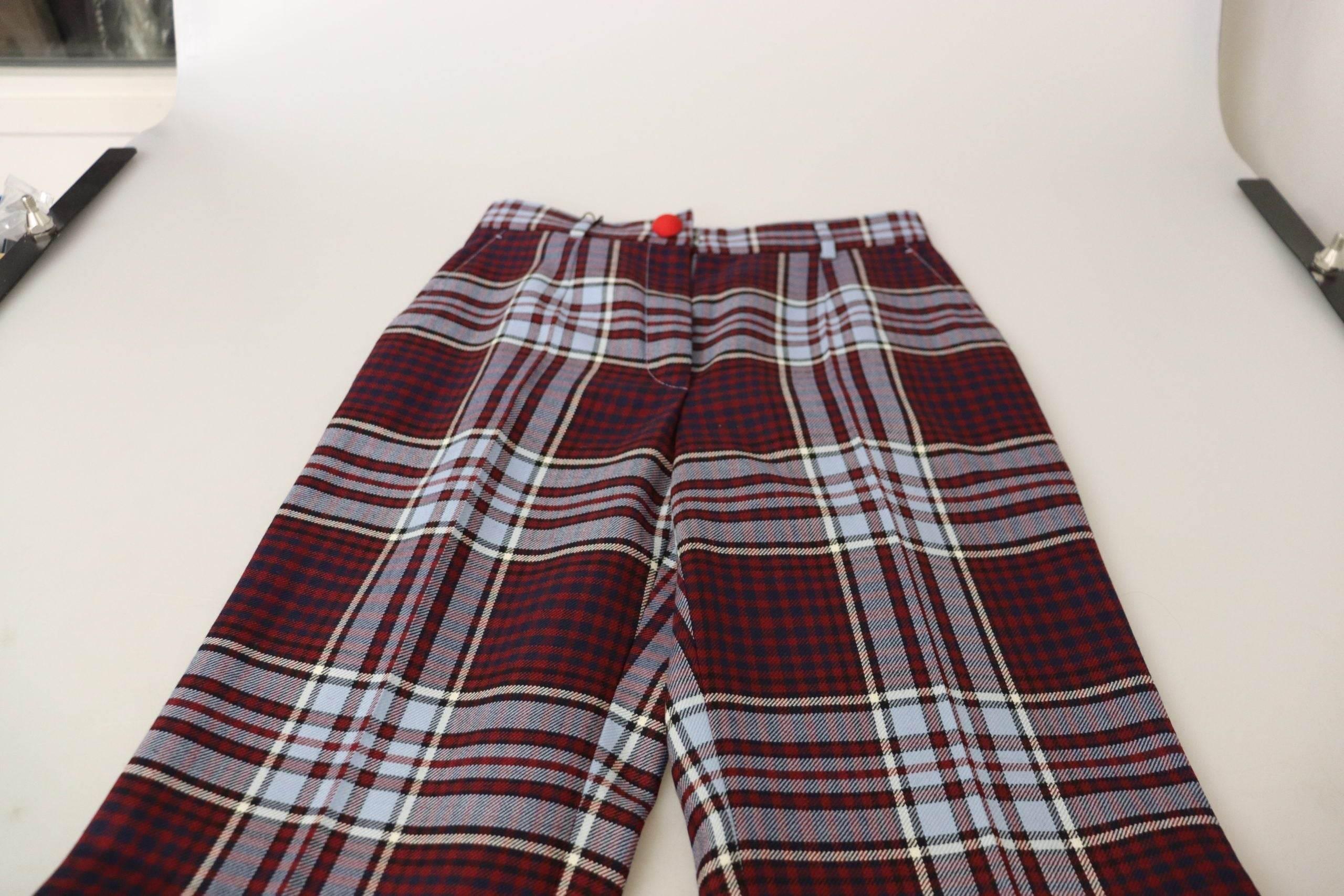 Dolce & Gabbana Gray Checked High Waist Cropped Trouser Pants - Hilstor