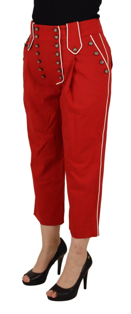 Dolce & Gabbana Elegant Red High-Waist Cropped Pants - Hilstor