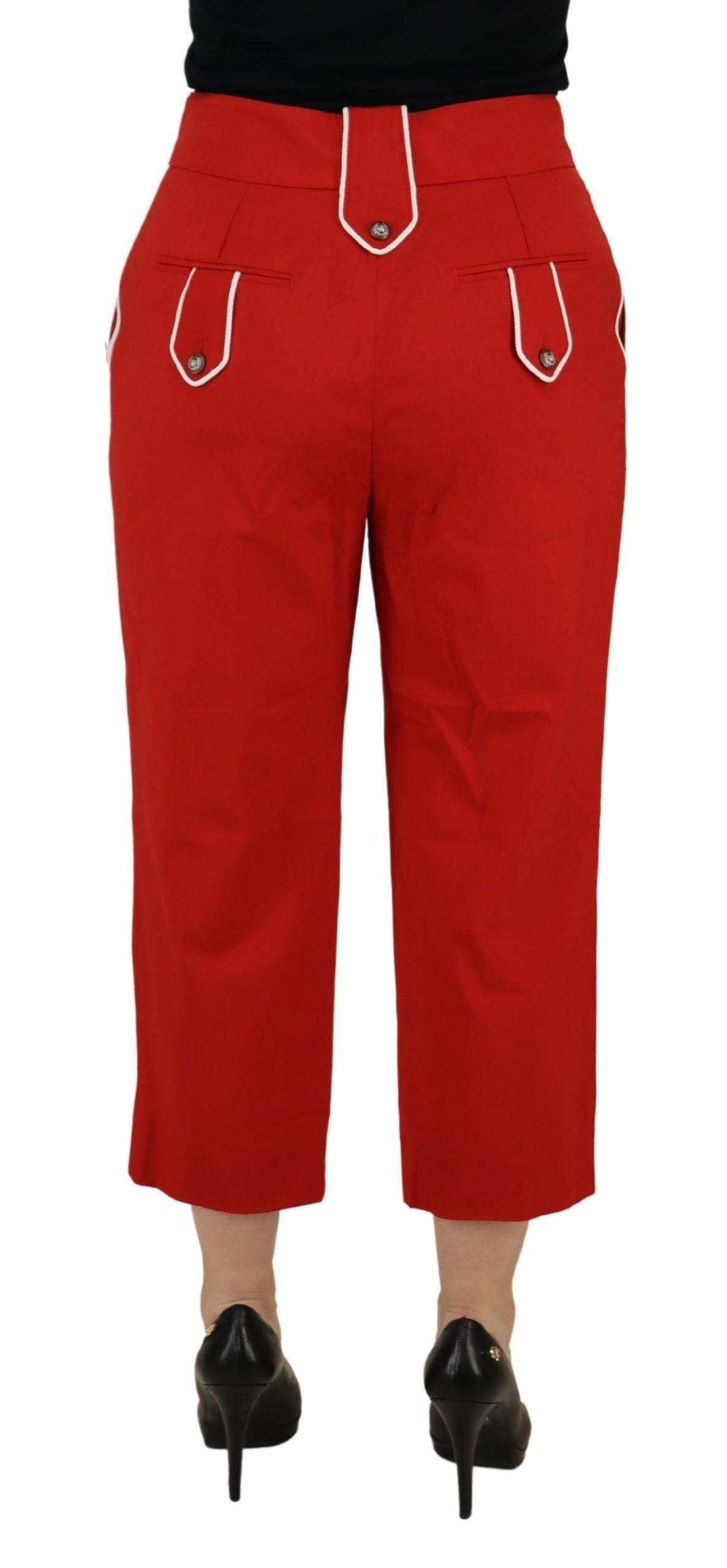 Dolce & Gabbana Elegant Red High-Waist Cropped Pants - Hilstor