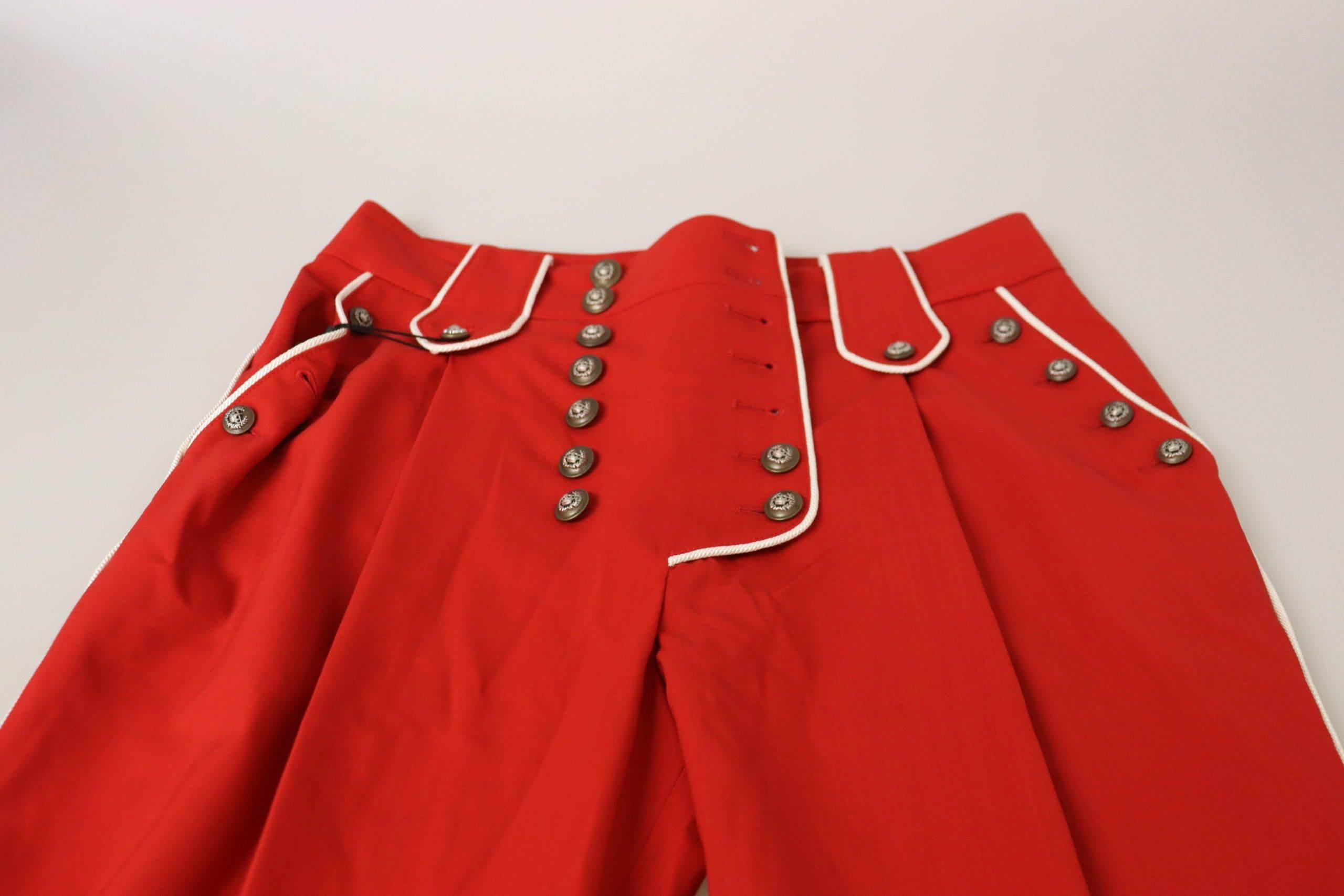 Dolce & Gabbana Elegant Red High-Waist Cropped Pants - Hilstor