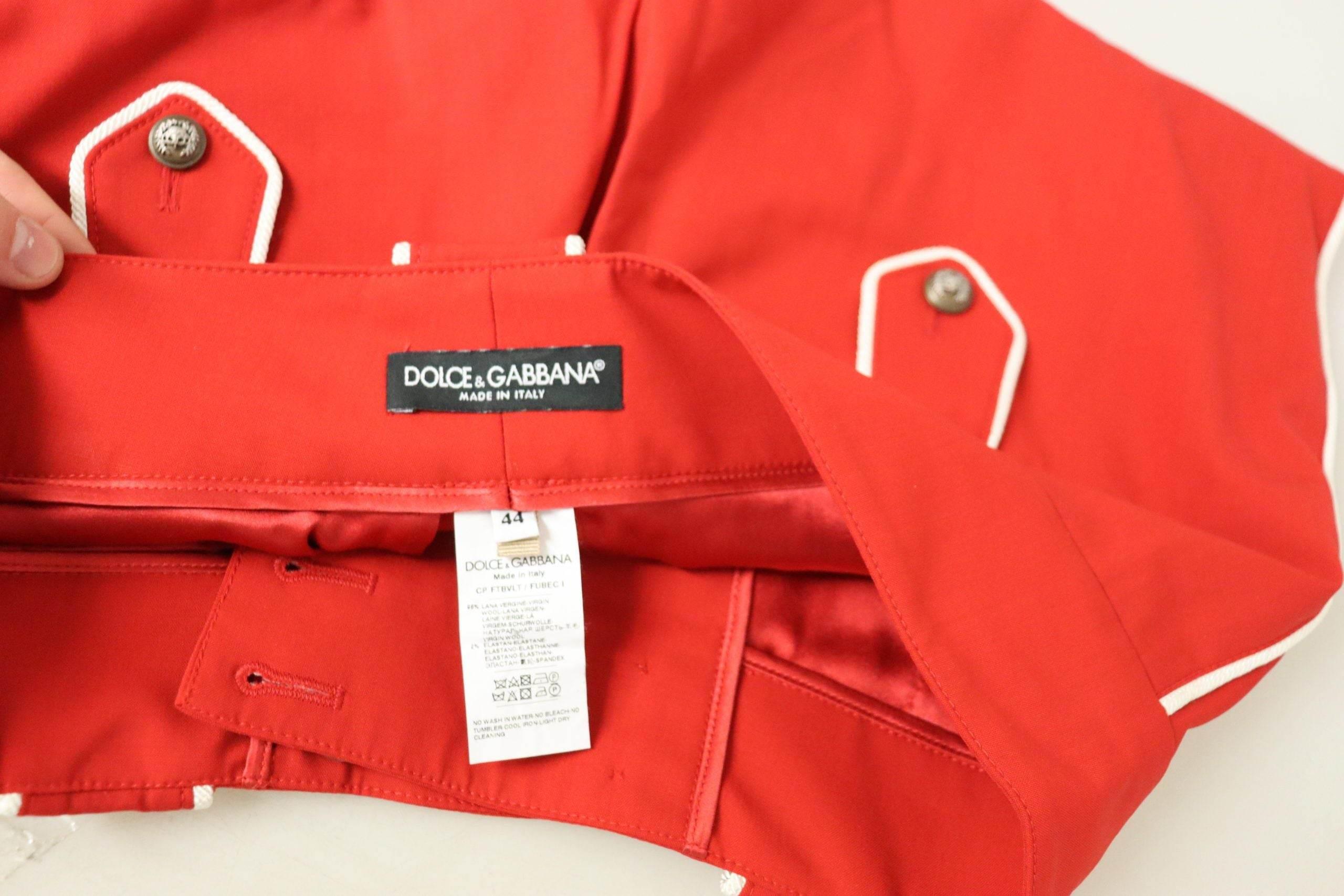 Dolce & Gabbana Elegant Red High-Waist Cropped Pants - Hilstor