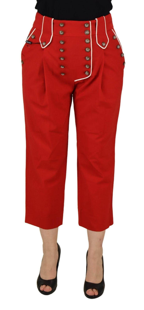 Dolce & Gabbana Elegant Red High-Waist Cropped Pants - Hilstor