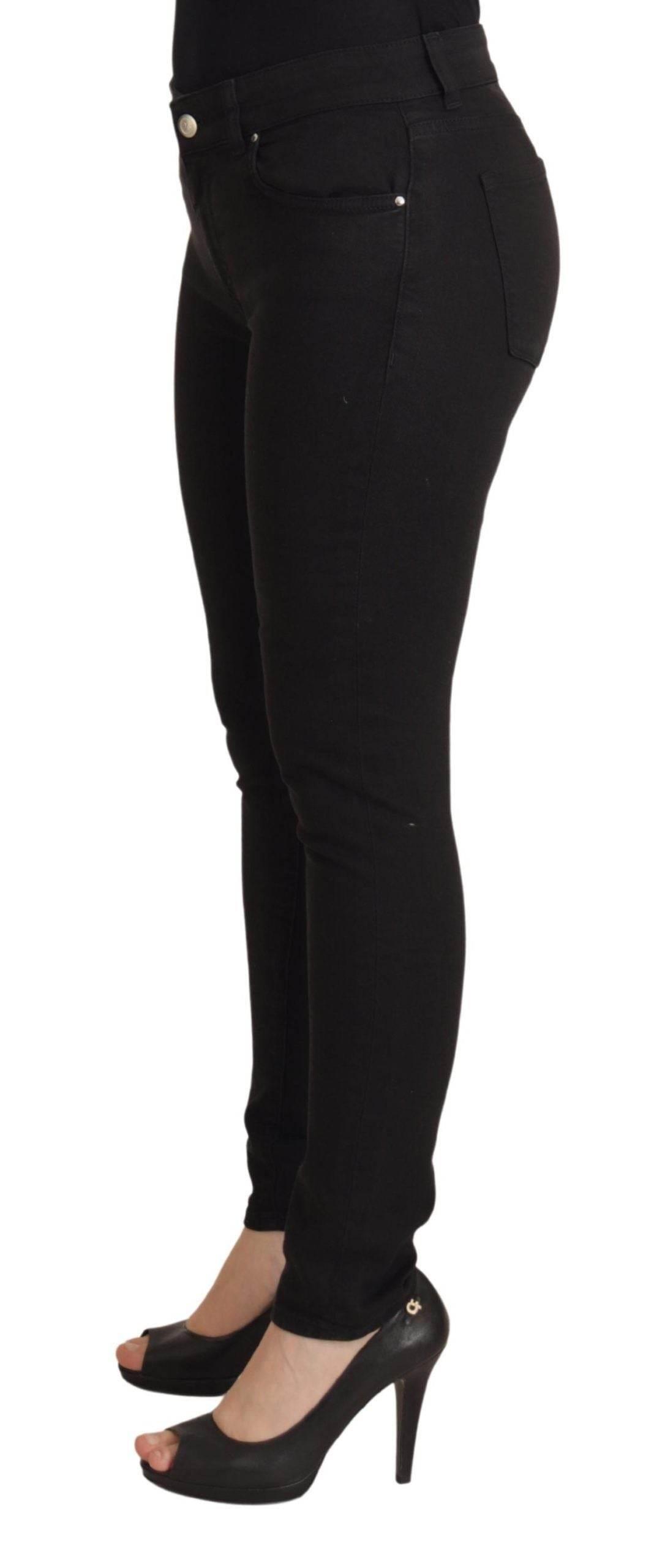 Dolce & Gabbana Black Mid Waist Skinny Denim Cotton Jeans - Hilstor