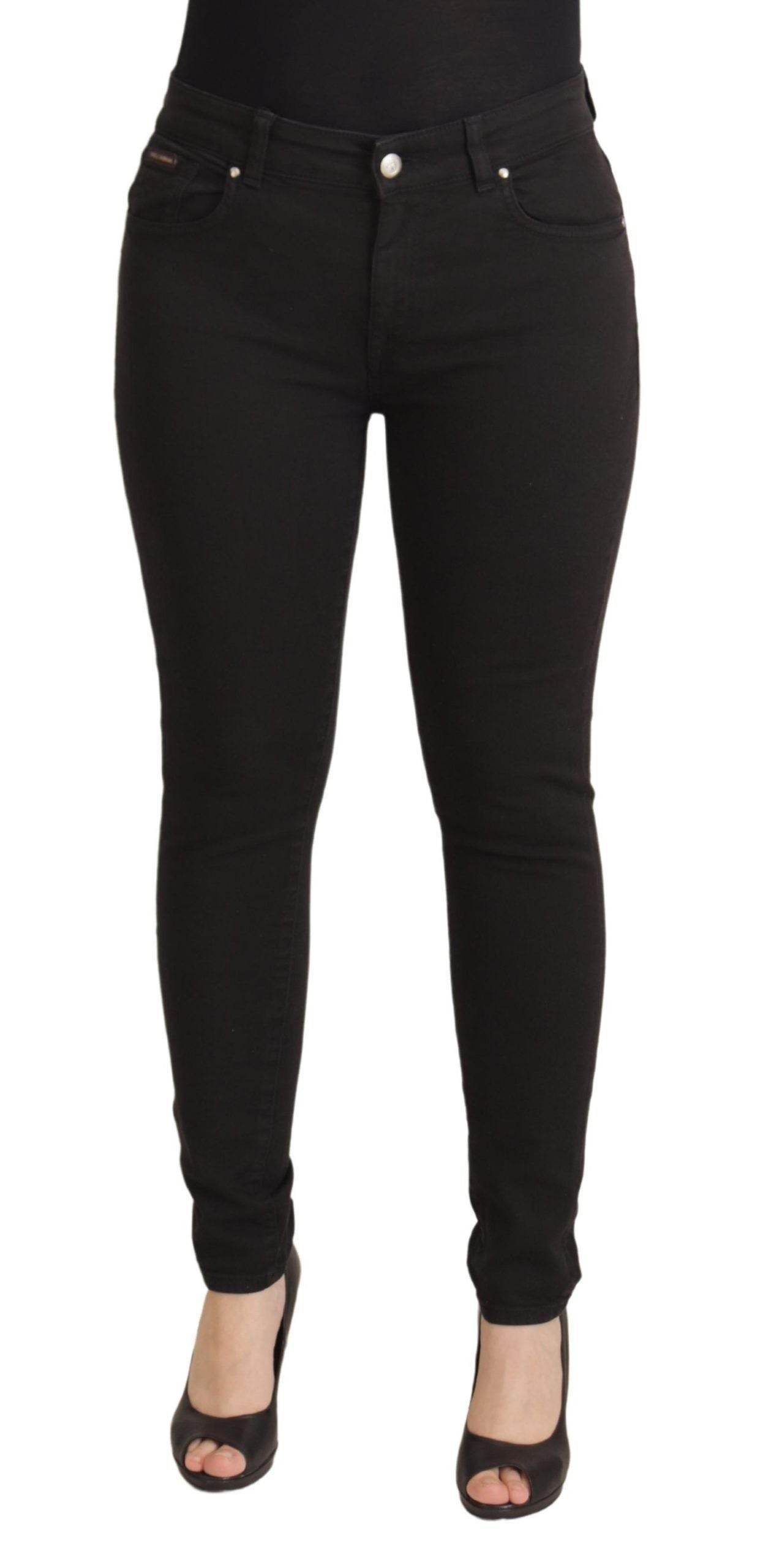 Dolce & Gabbana Black Mid Waist Skinny Denim Cotton Jeans - Hilstor