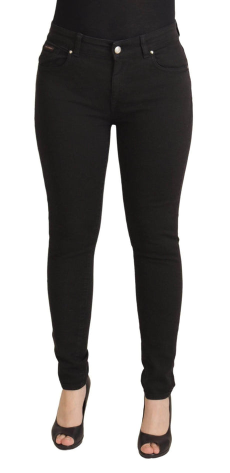 Dolce & Gabbana Black Mid Waist Skinny Denim Cotton Jeans - Hilstor