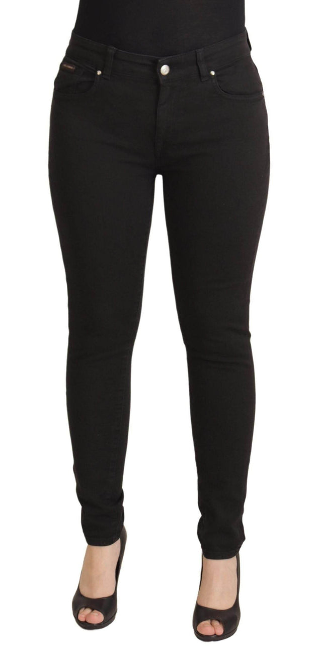 Dolce & Gabbana Black Mid Waist Skinny Denim Cotton Jeans - Hilstor
