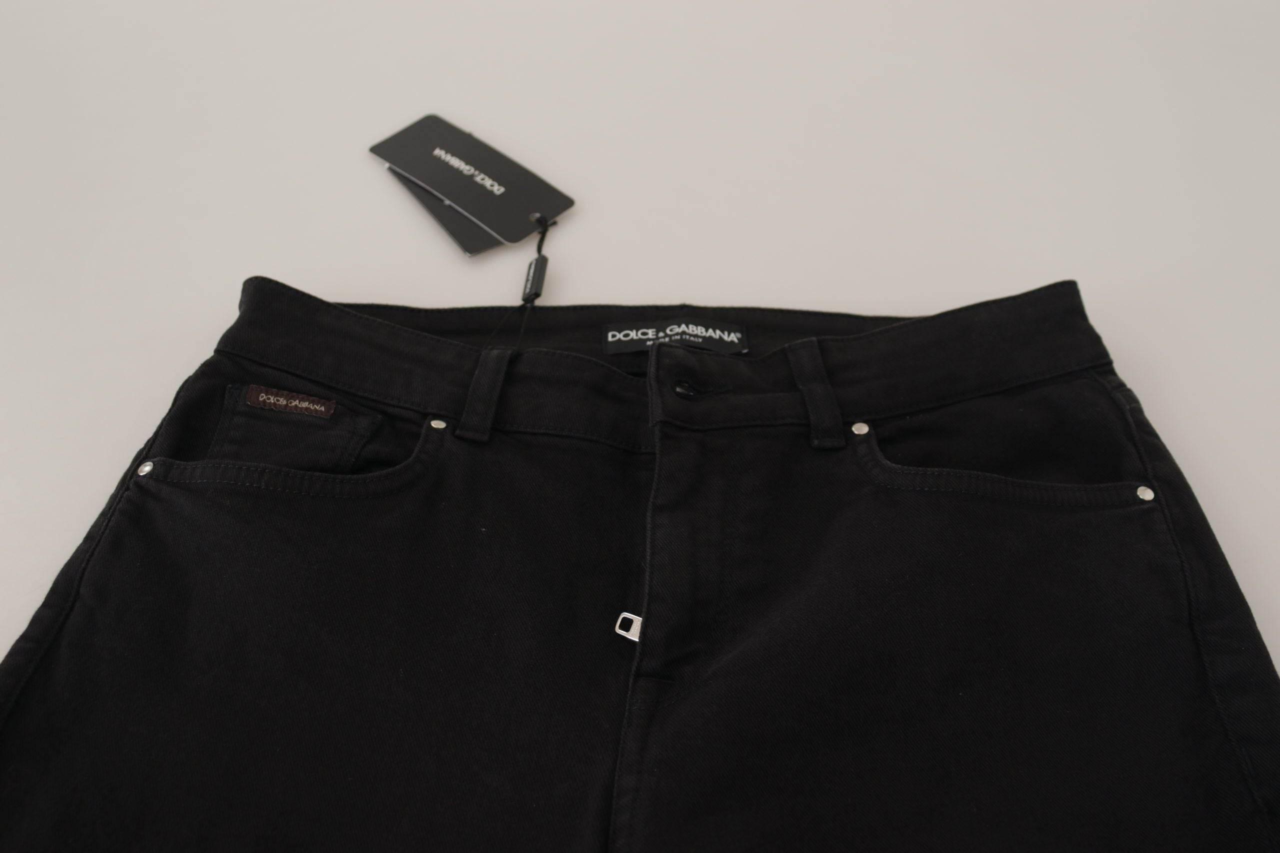 Dolce & Gabbana Black Mid Waist Skinny Denim Cotton Jeans - Hilstor