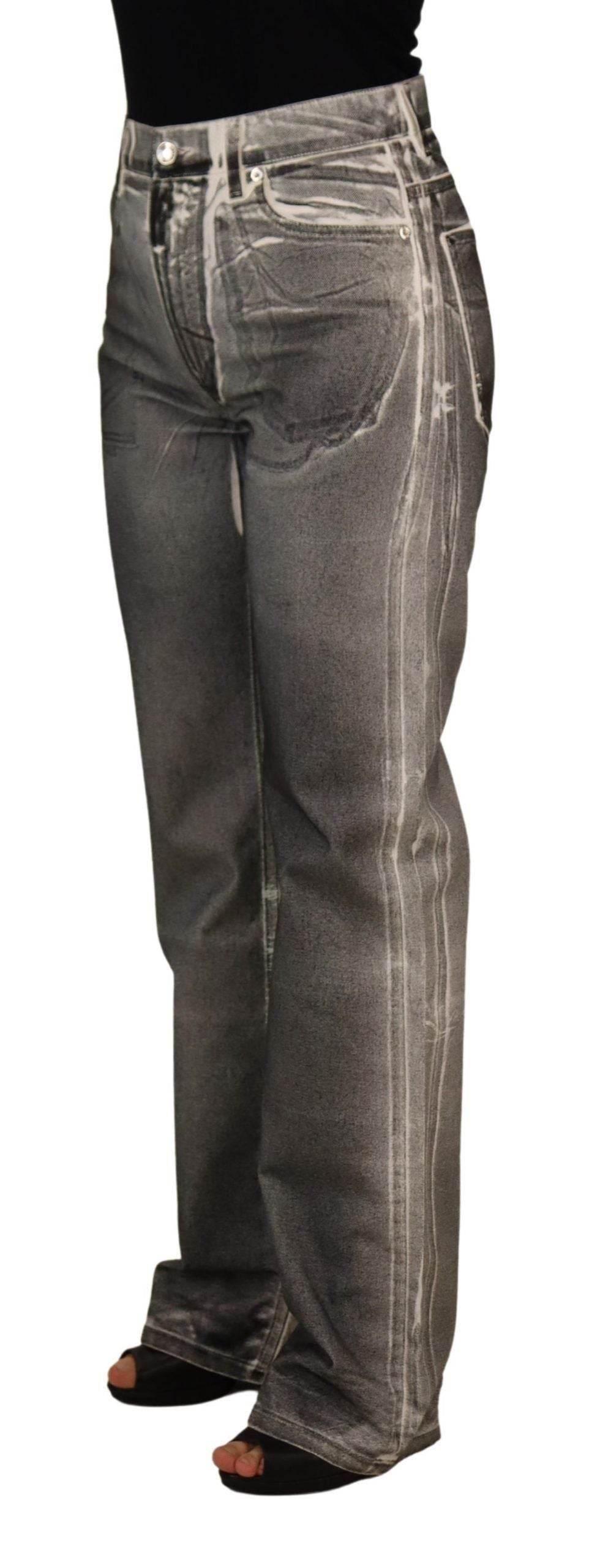 Dolce & Gabbana Grey Washed High Waist Denim Pants Cotton Jeans - Hilstor