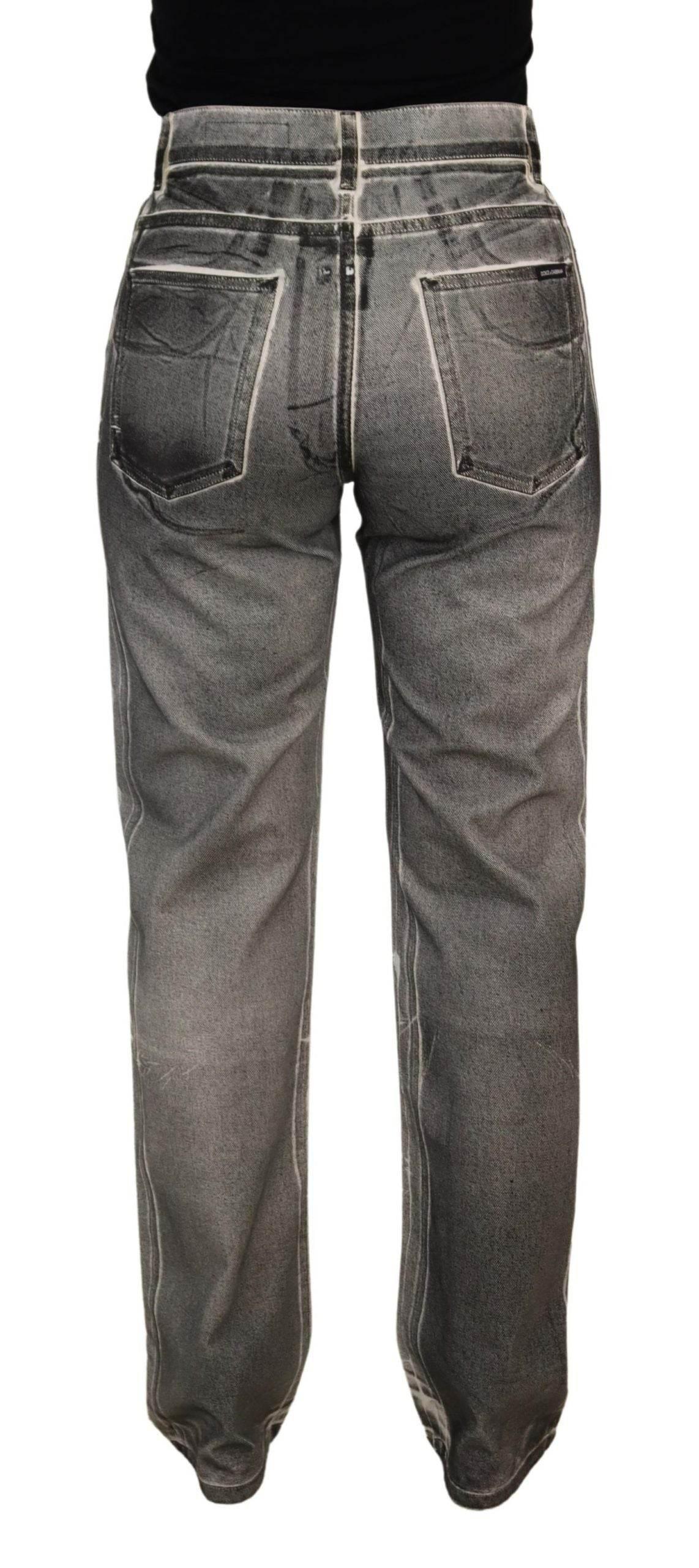 Dolce & Gabbana Grey Washed High Waist Denim Pants Cotton Jeans - Hilstor
