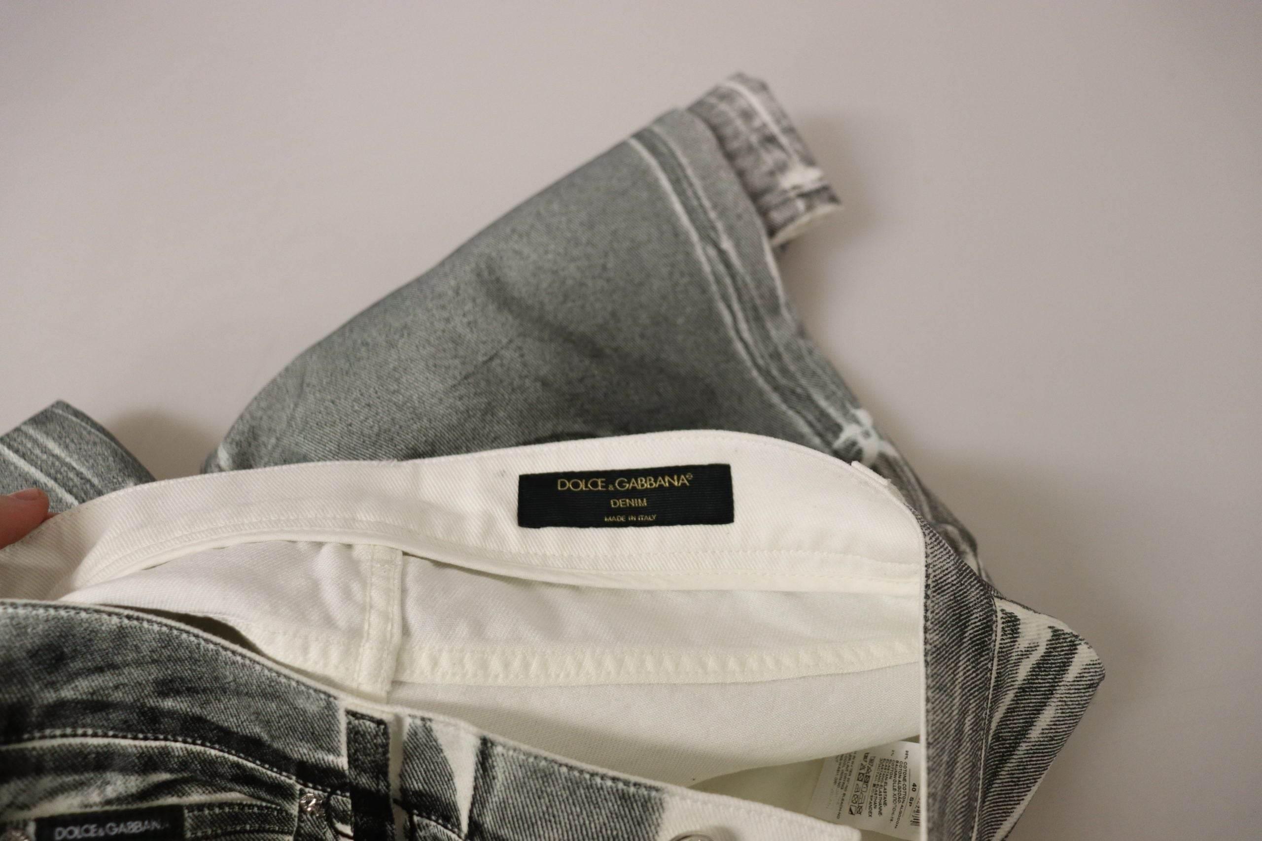 Dolce & Gabbana Grey Washed High Waist Denim Pants Cotton Jeans - Hilstor