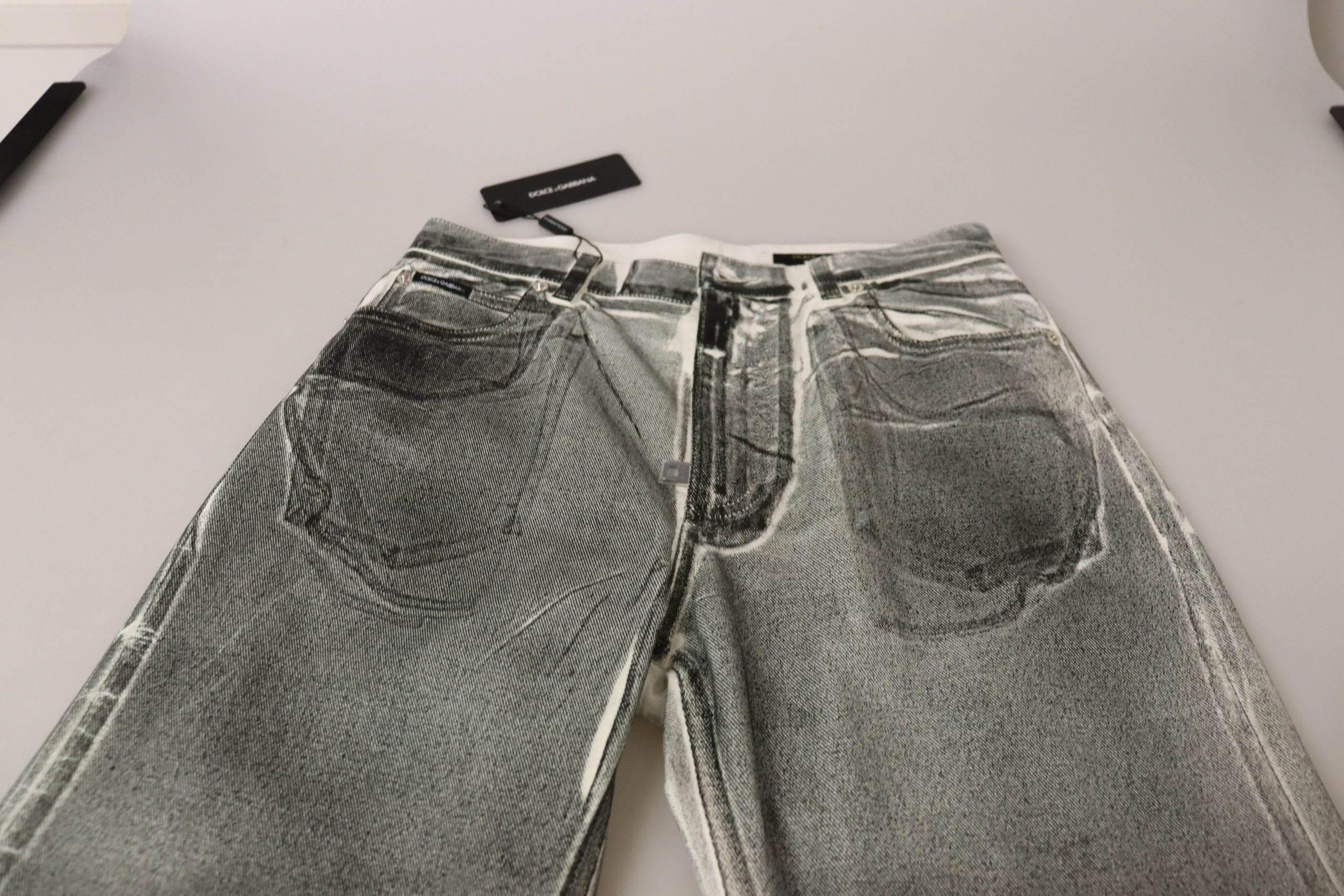 Dolce & Gabbana Grey Washed High Waist Denim Pants Cotton Jeans - Hilstor