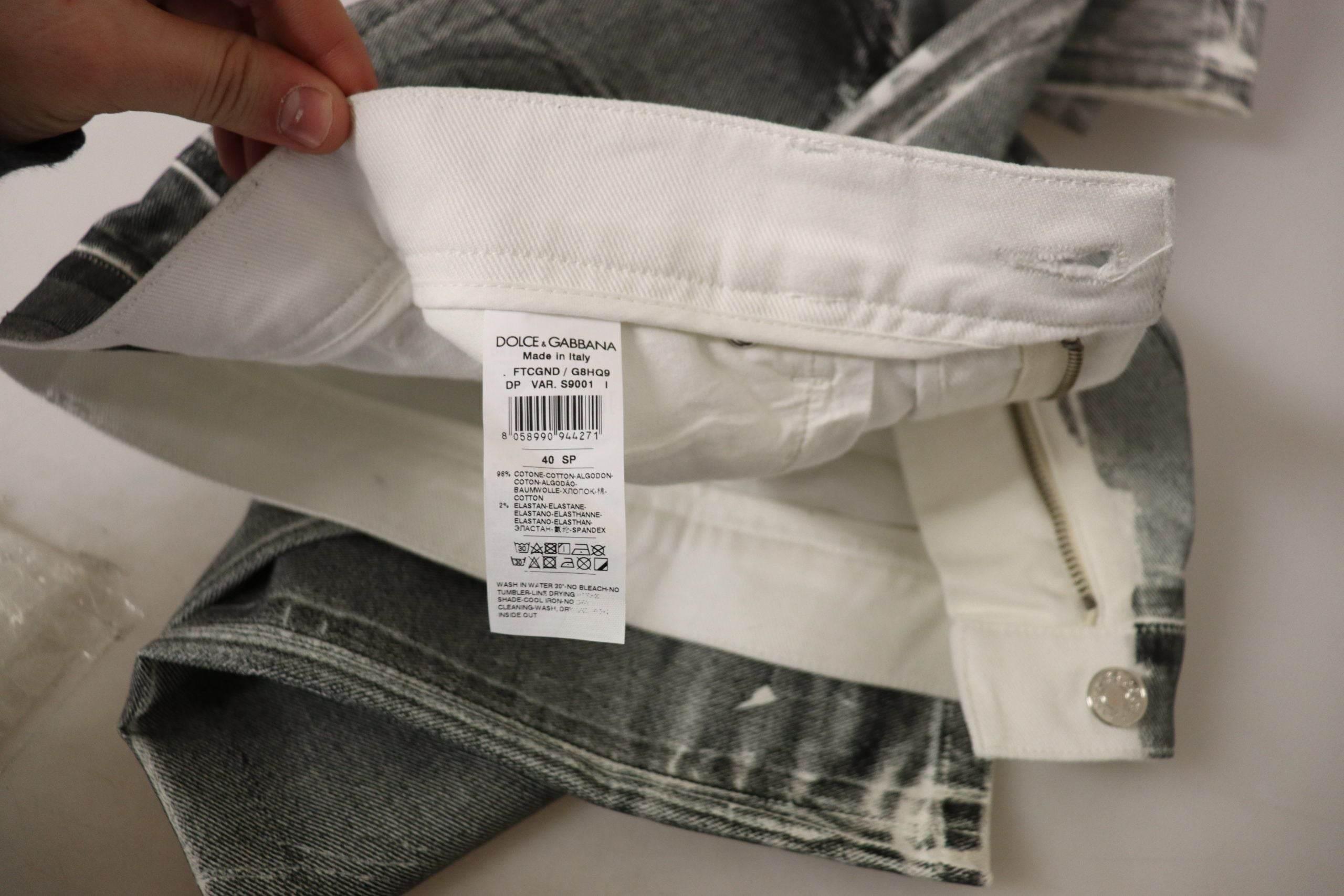 Dolce & Gabbana Grey Washed High Waist Denim Pants Cotton Jeans - Hilstor