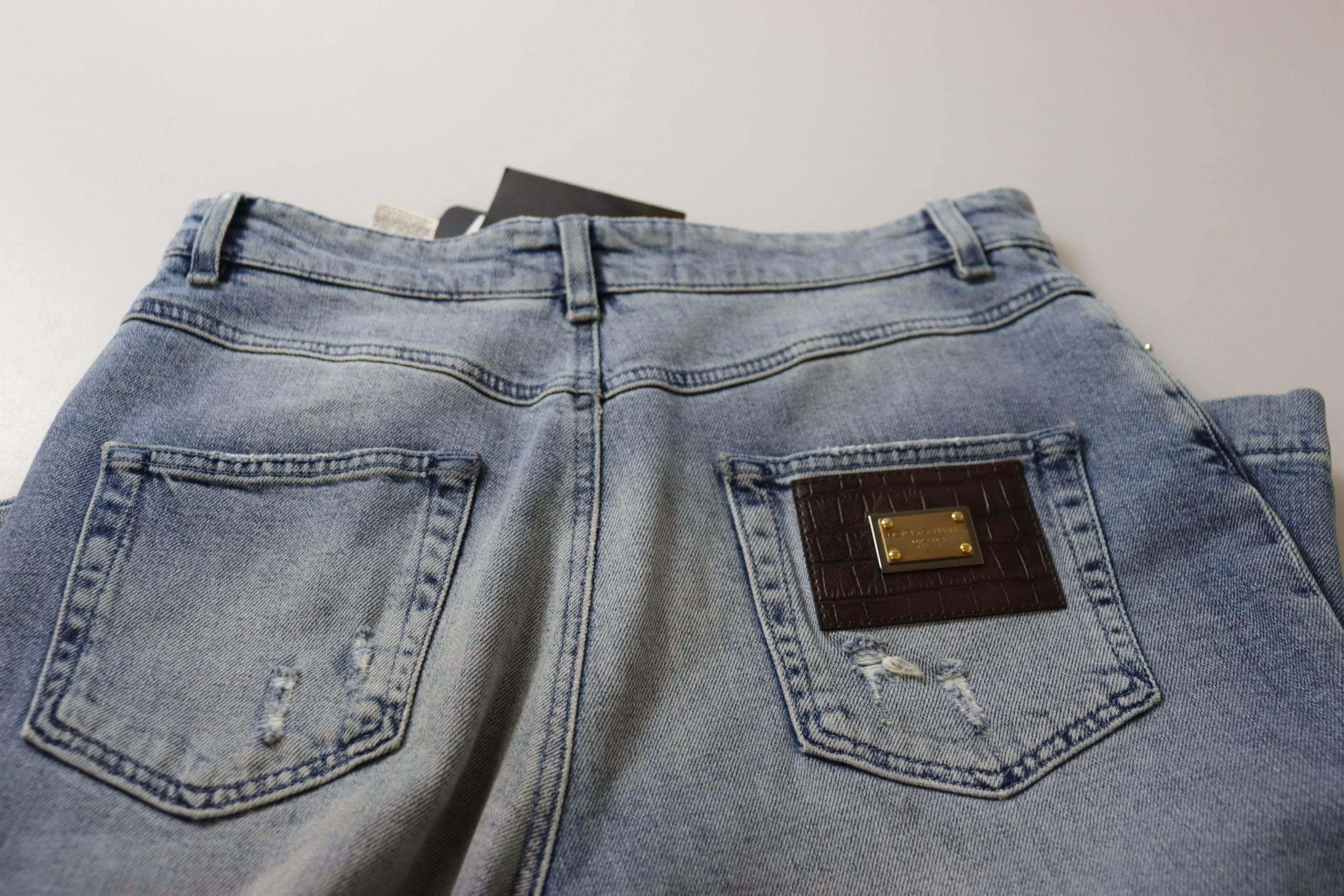 Dolce & Gabbana Blue Washed High Waist Cropped Denim Jeans - Hilstor