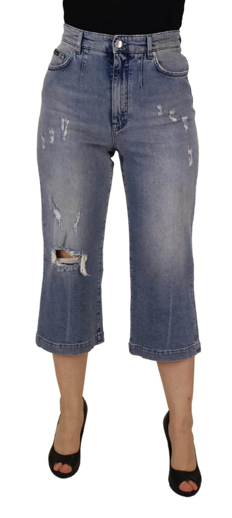Dolce & Gabbana Blue Washed High Waist Cropped Denim Jeans - Hilstor