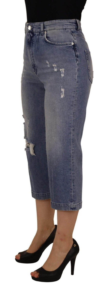 Dolce & Gabbana Blue Washed High Waist Cropped Denim Jeans - Hilstor