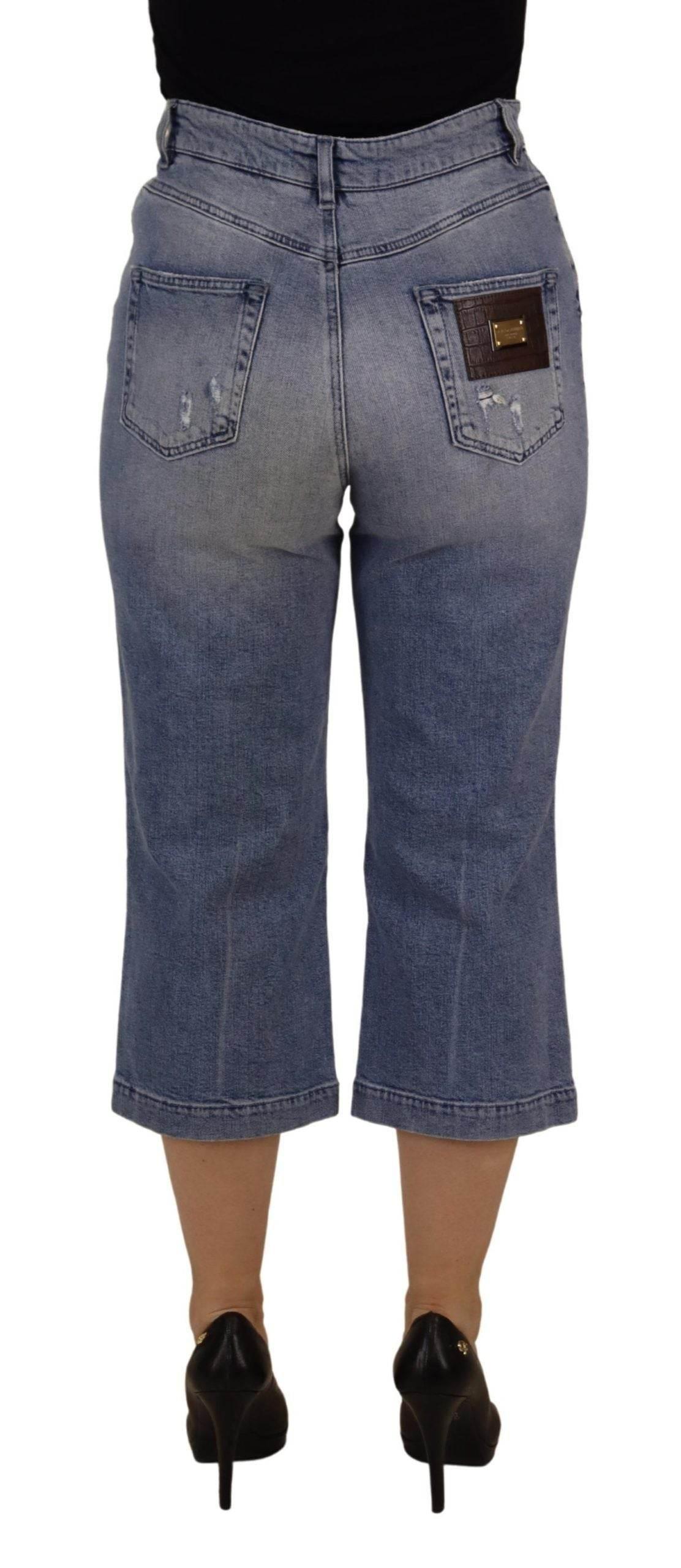 Dolce & Gabbana Blue Washed High Waist Cropped Denim Jeans - Hilstor