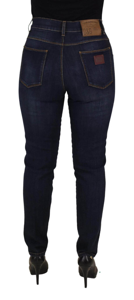 Dolce & Gabbana Blue Cotton High Waist Skinny Denim Jeans - Hilstor