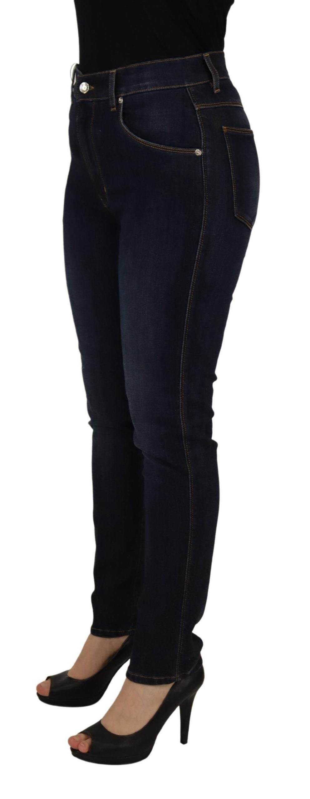 Dolce & Gabbana Blue Cotton High Waist Skinny Denim Jeans - Hilstor