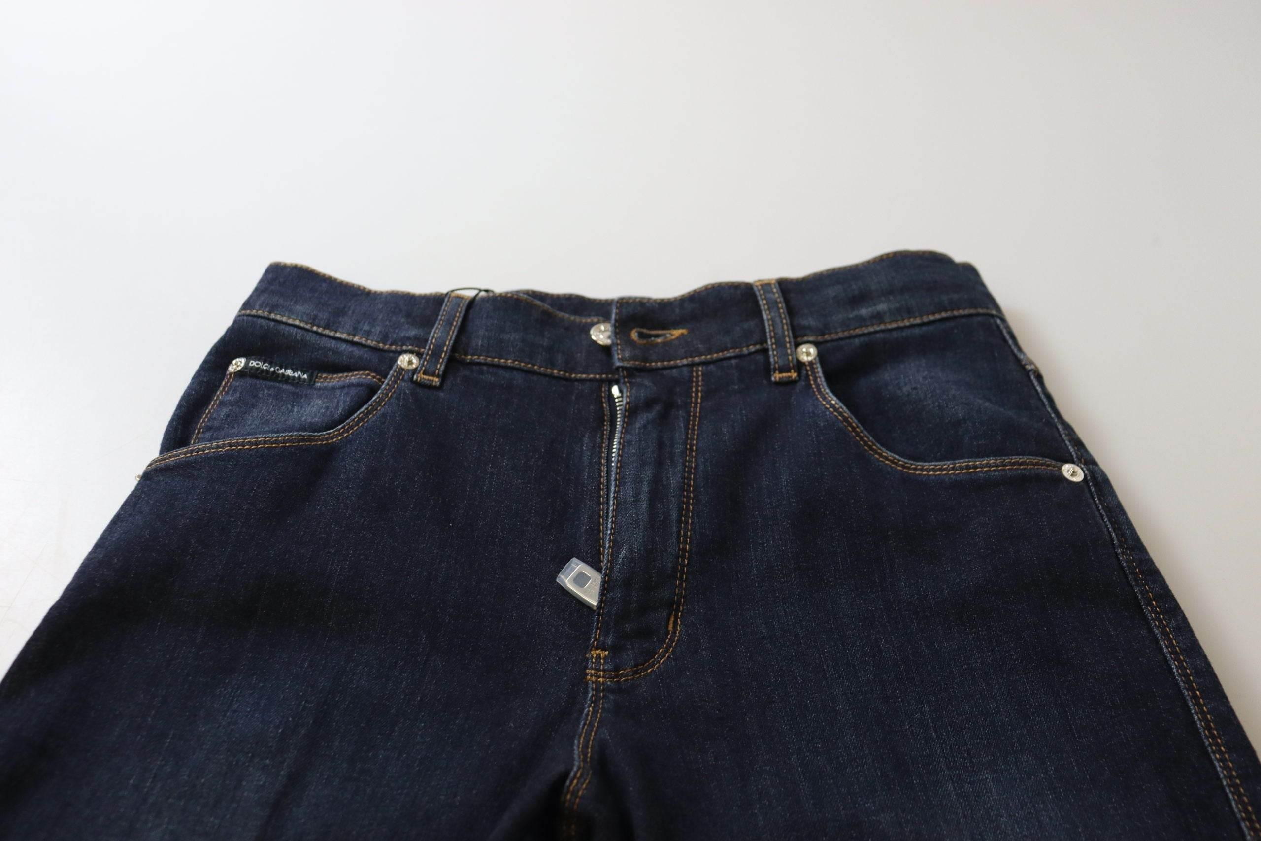 Dolce & Gabbana Blue Cotton High Waist Skinny Denim Jeans - Hilstor