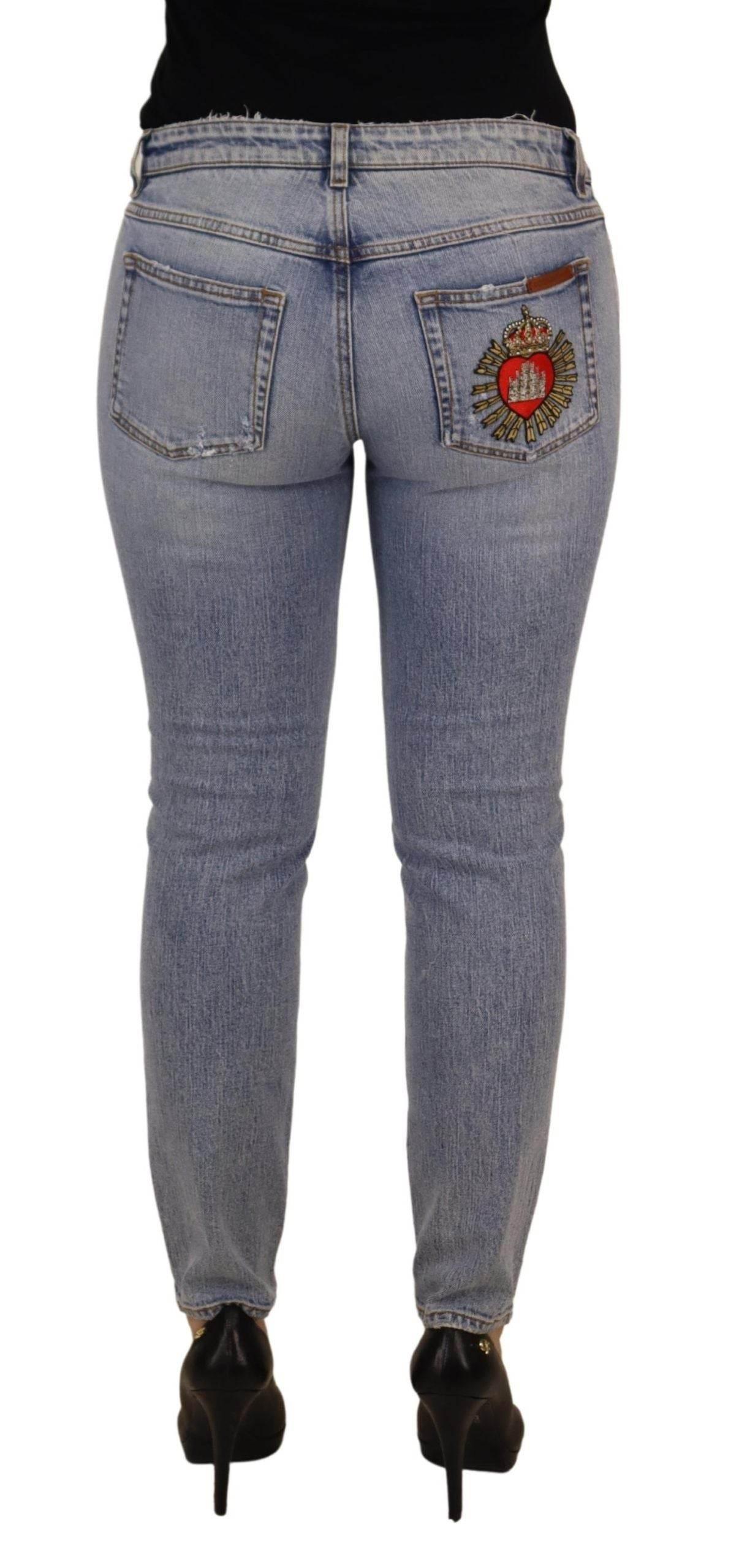 Dolce & Gabbana Blue Cotton Stretch Skinny Low Waist Denim Jeans - Hilstor