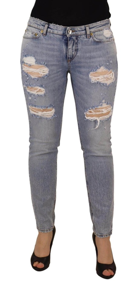 Dolce & Gabbana Blue Cotton Stretch Skinny Low Waist Denim Jeans - Hilstor