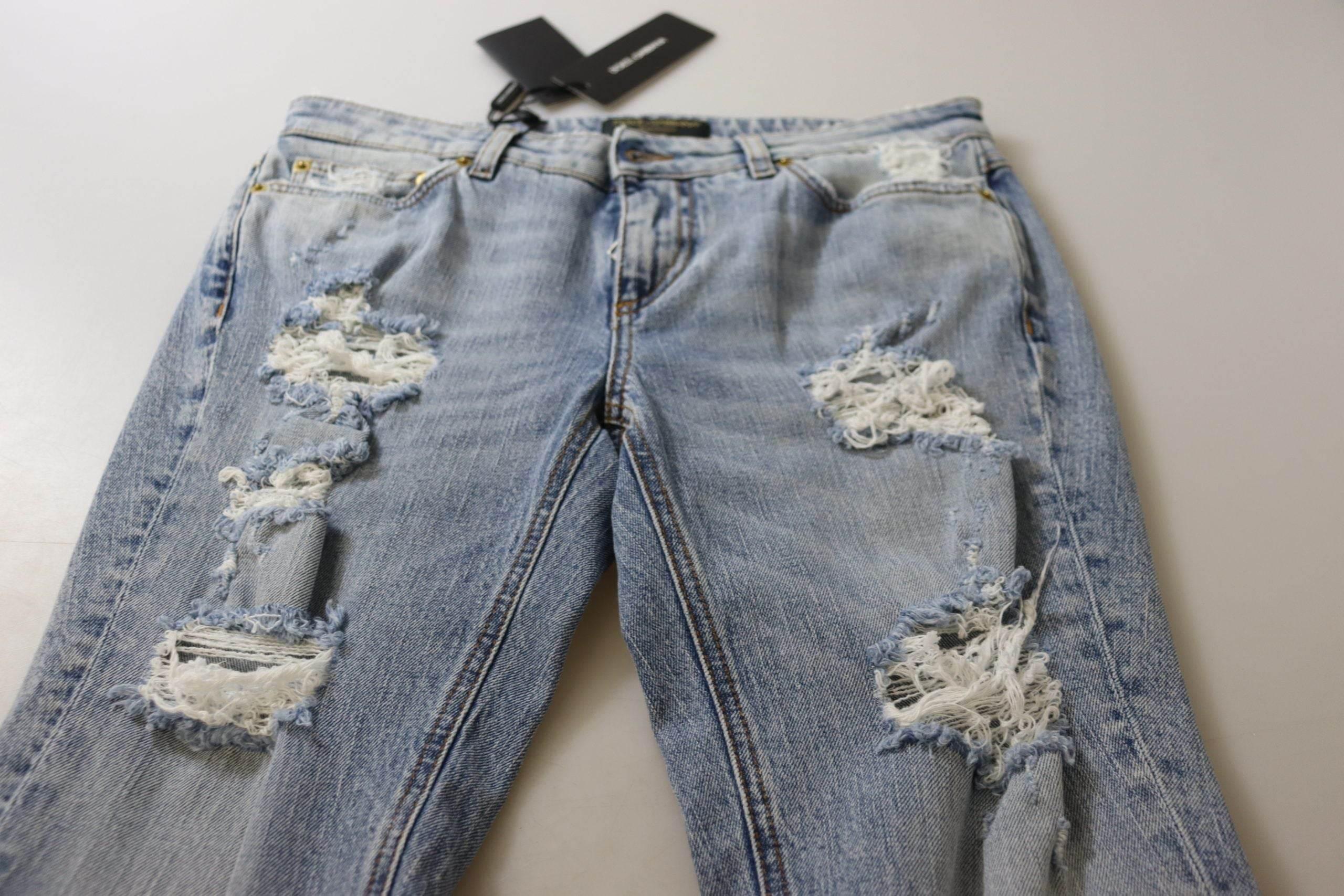Dolce & Gabbana Blue Cotton Stretch Skinny Low Waist Denim Jeans - Hilstor