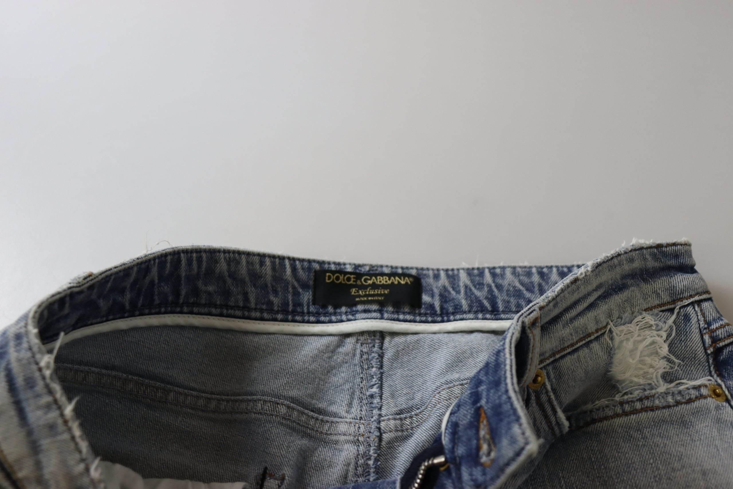 Dolce & Gabbana Blue Cotton Stretch Skinny Low Waist Denim Jeans - Hilstor