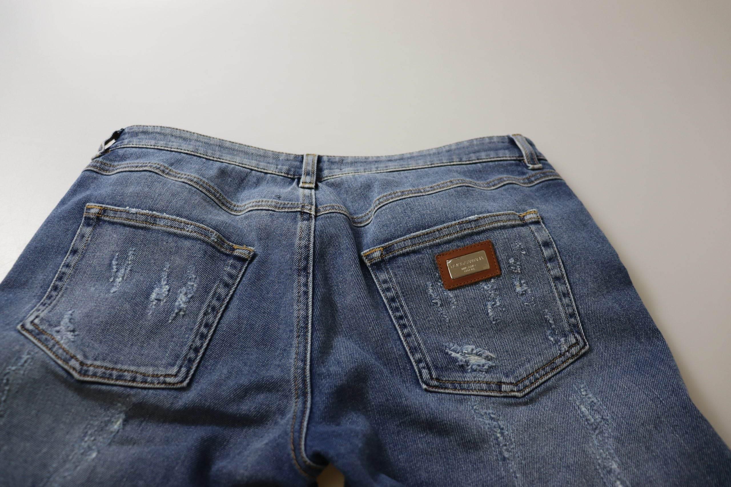 Dolce & Gabbana Blue Washed Cotton Skinny Low Waist Denim Jeans - Hilstor