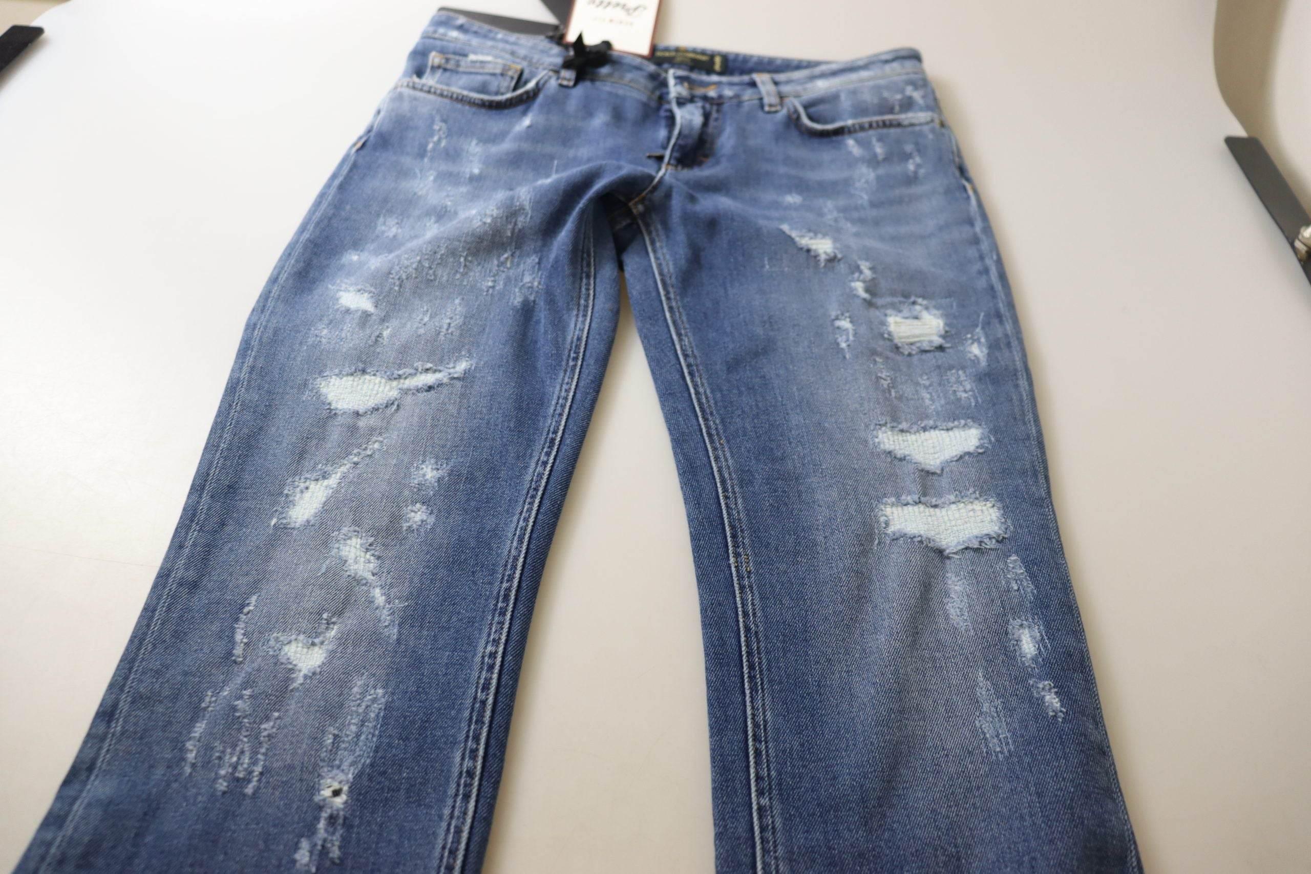 Dolce & Gabbana Blue Washed Cotton Skinny Low Waist Denim Jeans - Hilstor