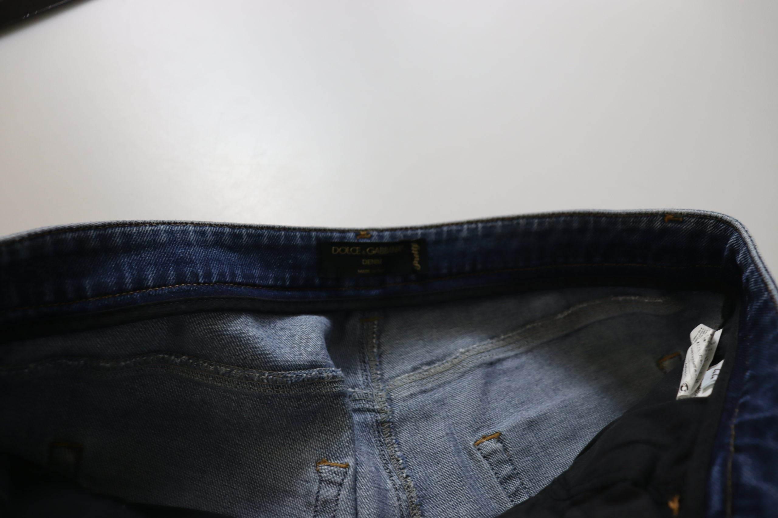 Dolce & Gabbana Blue Washed Cotton Skinny Low Waist Denim Jeans - Hilstor