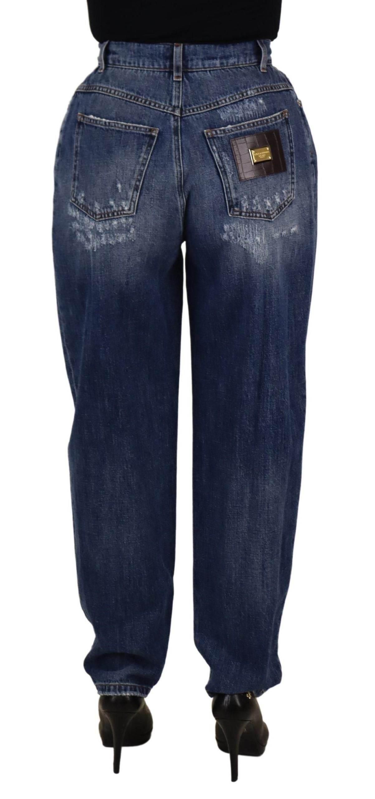 Dolce & Gabbana Blue Washed High Waist Loose Fit Pants - Hilstor