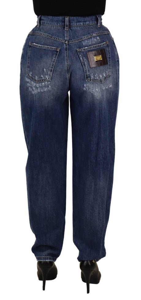 Dolce & Gabbana Blue Washed High Waist Loose Fit Pants - Hilstor