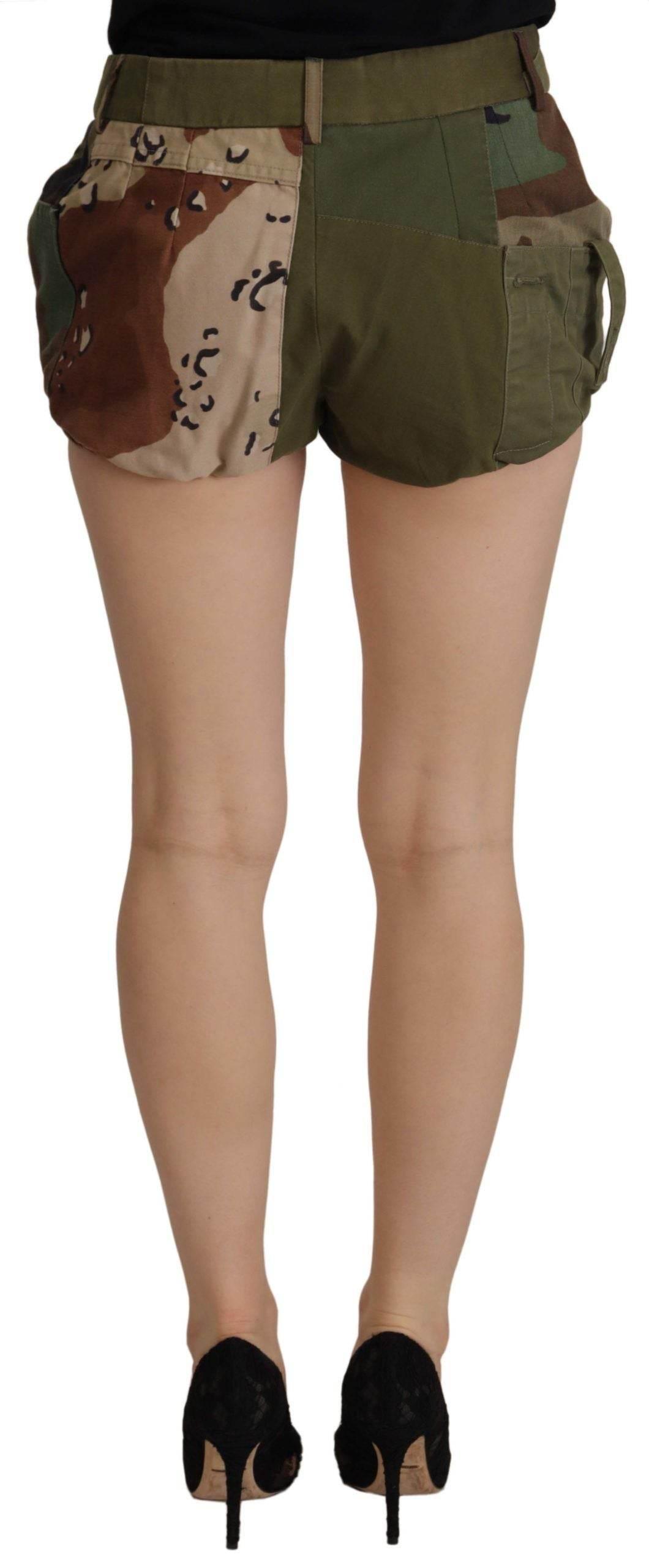 Dolce & Gabbana Army Green High-Waist Hot Pants - Hilstor