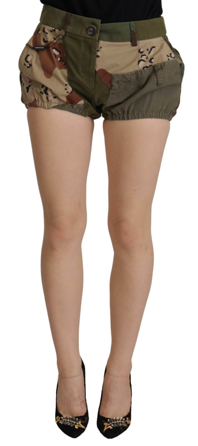 Dolce & Gabbana Army Green High-Waist Hot Pants - Hilstor