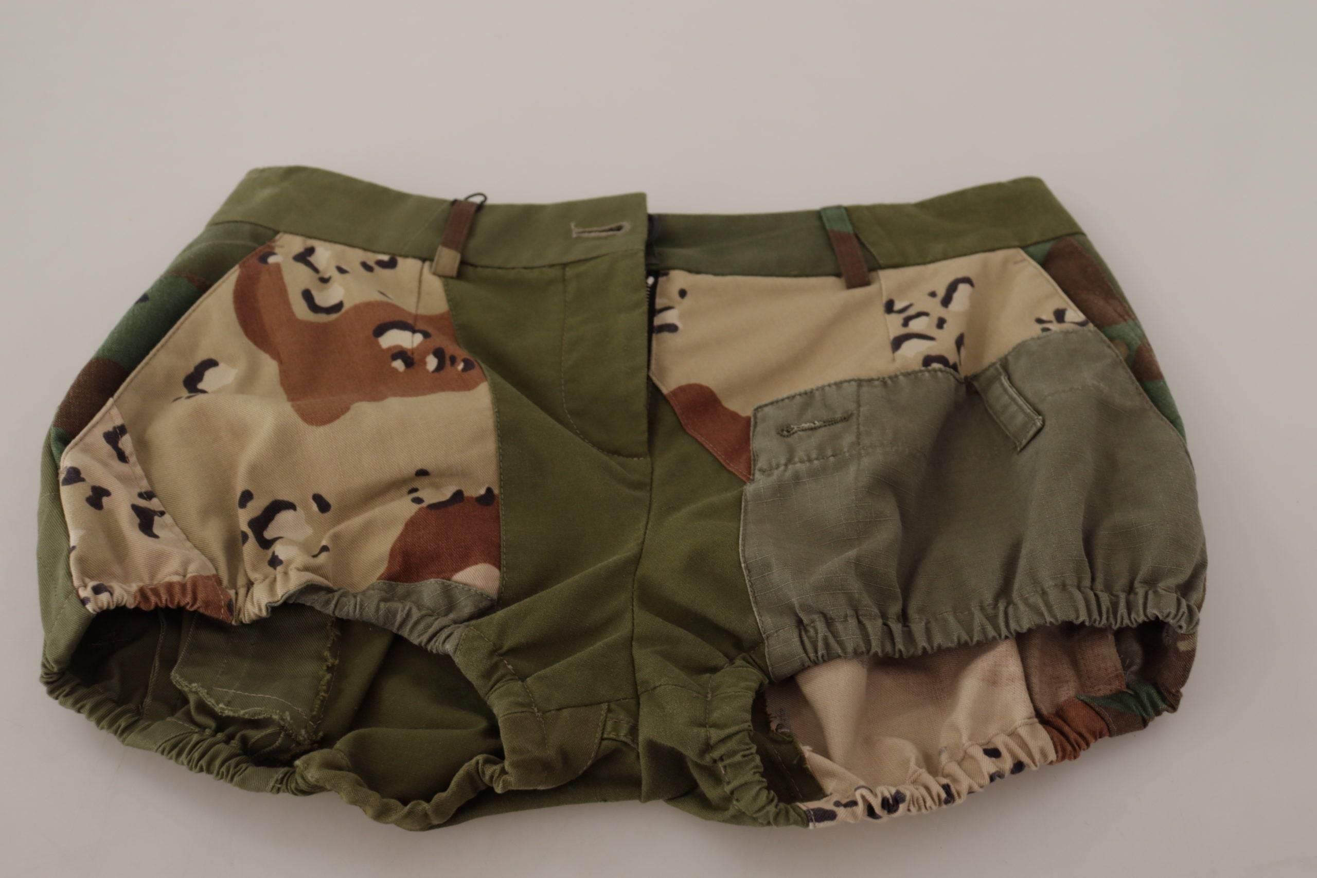 Dolce & Gabbana Army Green High-Waist Hot Pants - Hilstor