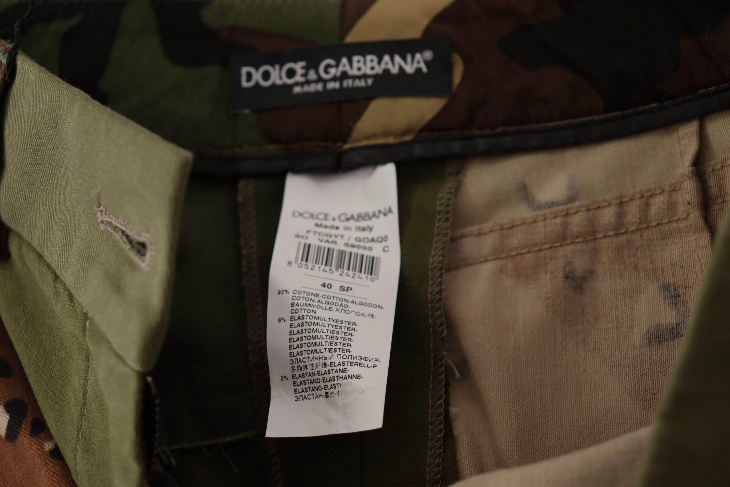 Dolce & Gabbana Army Green High-Waist Hot Pants - Hilstor