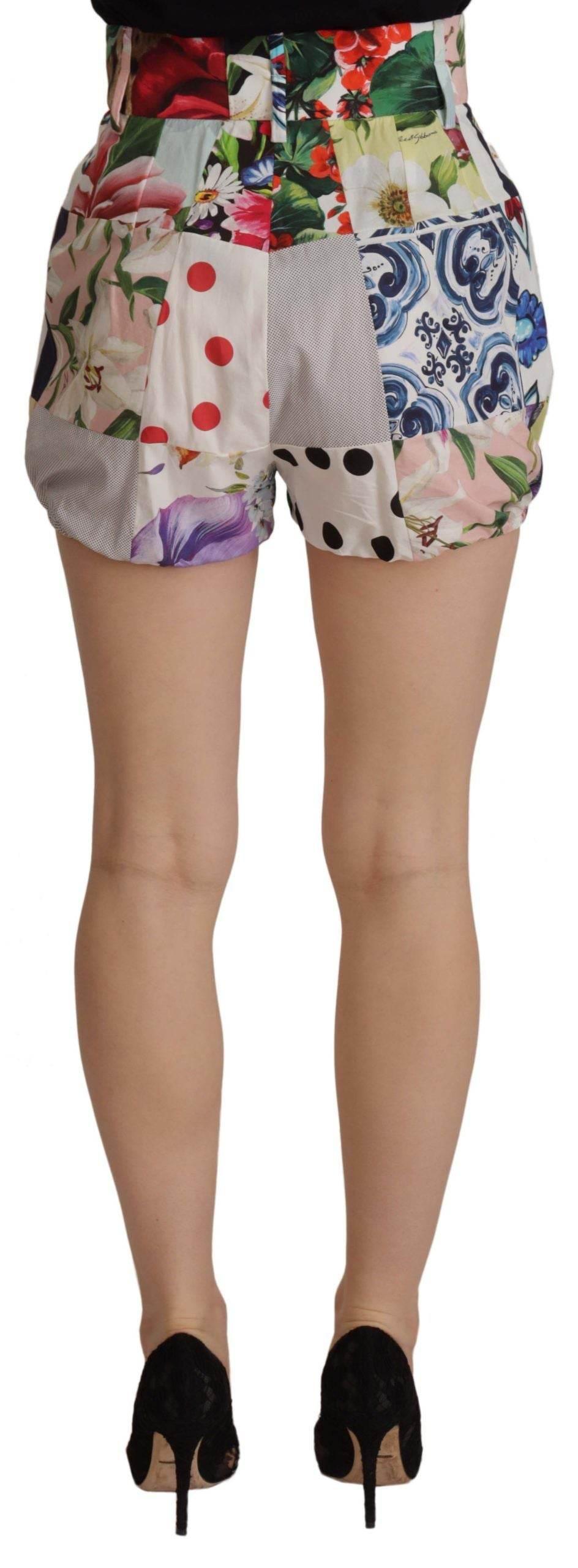 Dolce & Gabbana Patchwork High Waist Designer Shorts - Hilstor