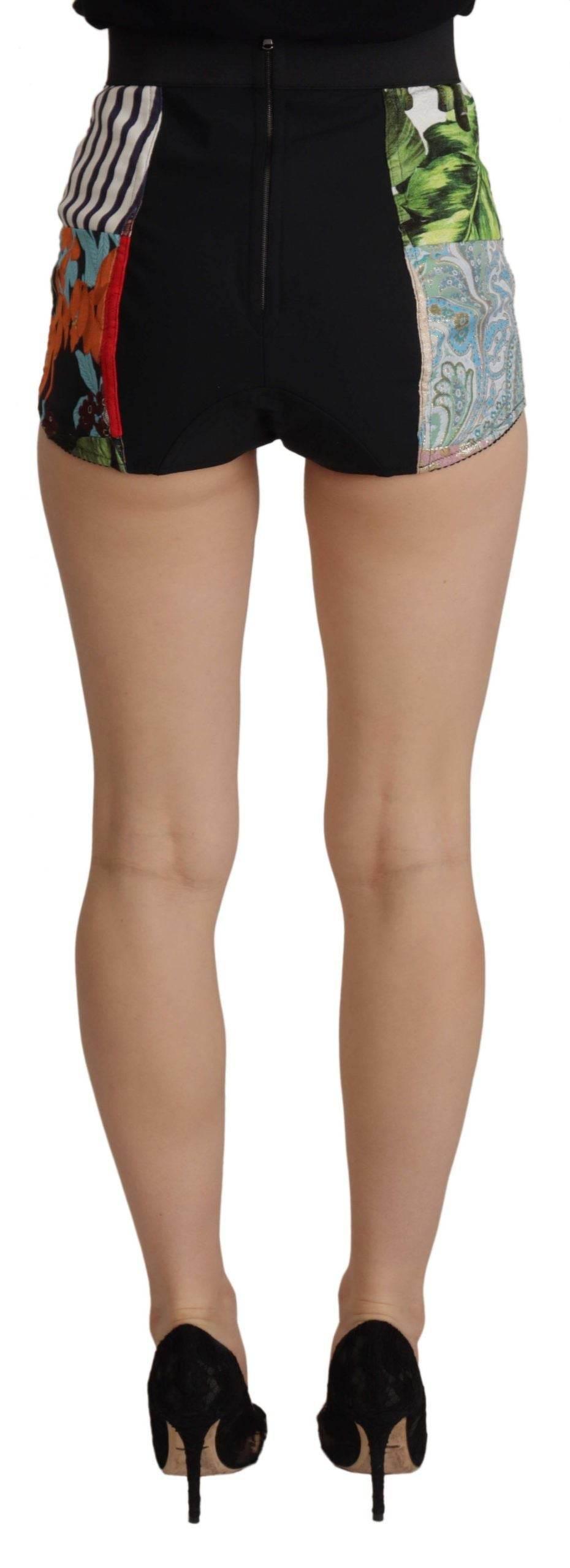 Dolce & Gabbana Multicolor Patchwork High Waist Hot Pants - Hilstor