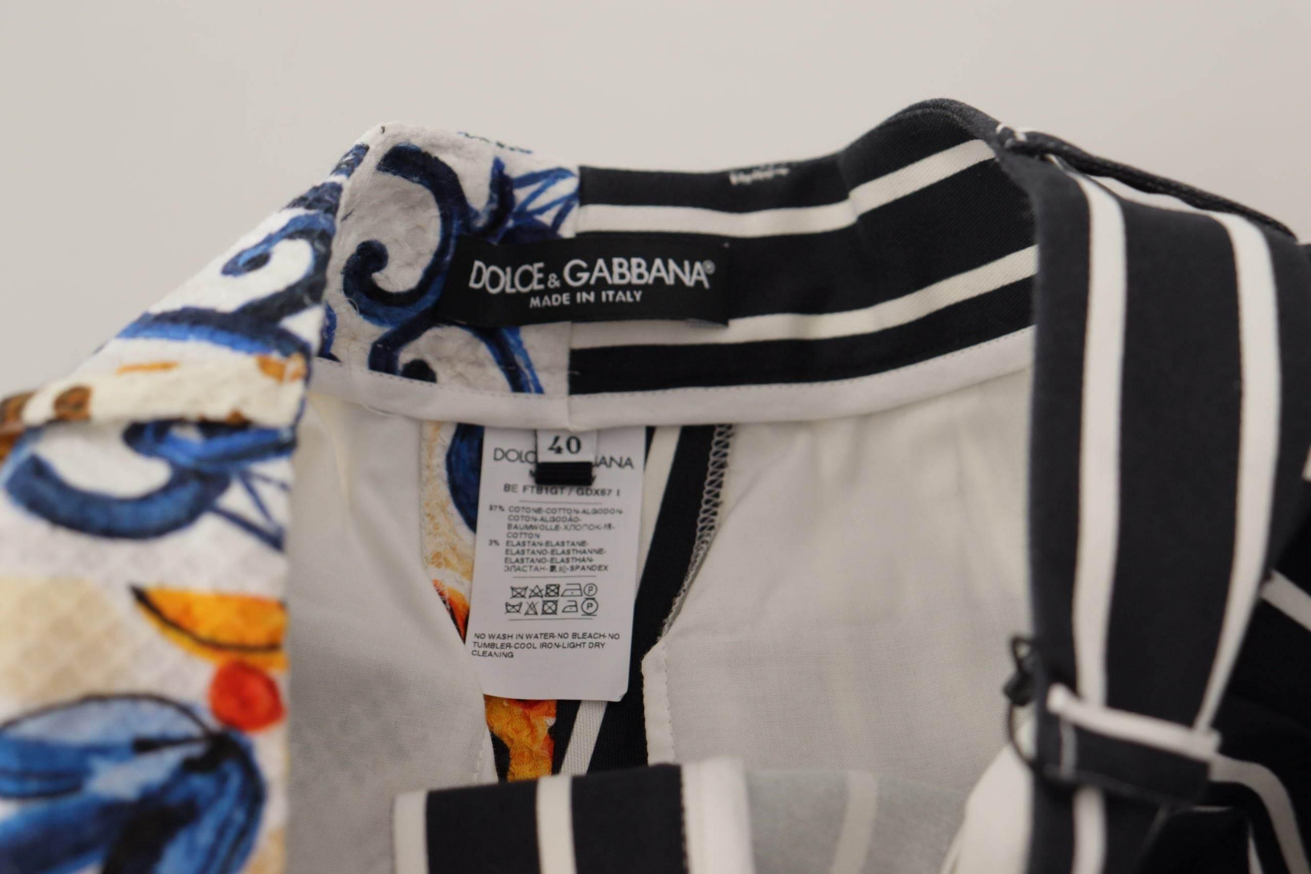 Dolce & Gabbana Majolica High Waist Designer Bermuda Shorts - Hilstor