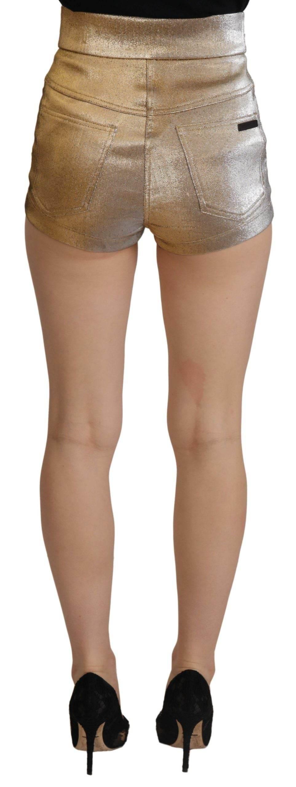 Dolce & Gabbana Gold High Waist Hot Pants Shorts - Hilstor