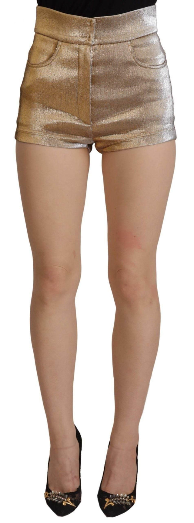 Dolce & Gabbana Gold High Waist Hot Pants Shorts - Hilstor