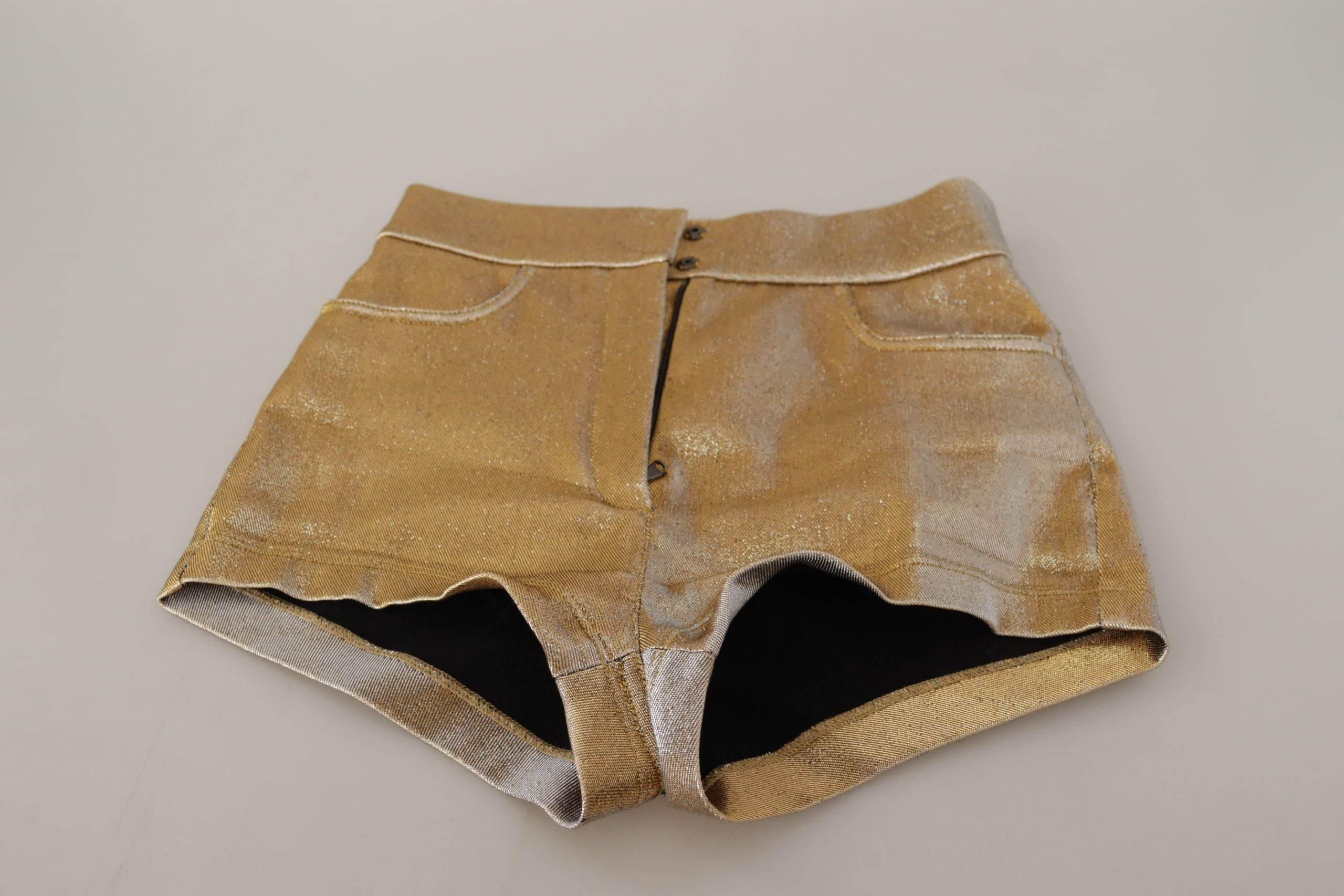 Dolce & Gabbana Gold High Waist Hot Pants Shorts - Hilstor