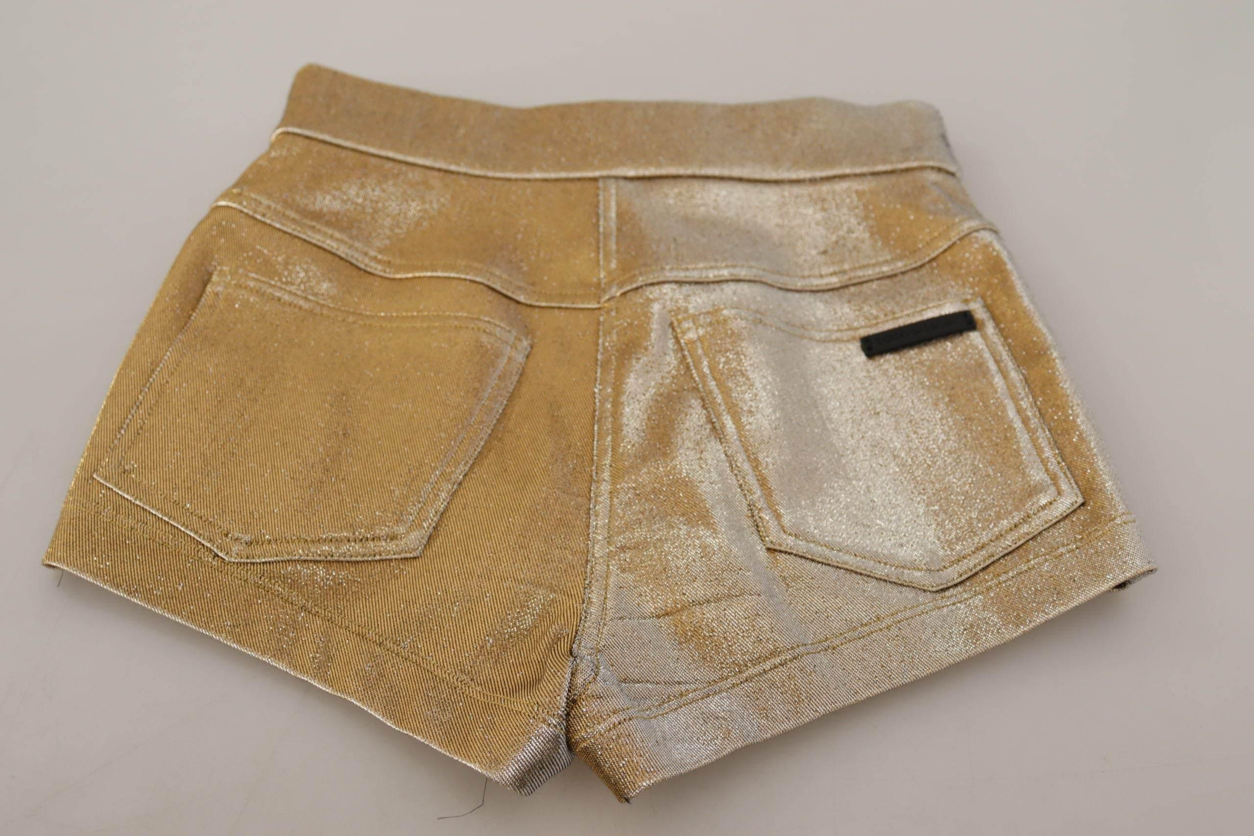 Dolce & Gabbana Gold High Waist Hot Pants Shorts - Hilstor
