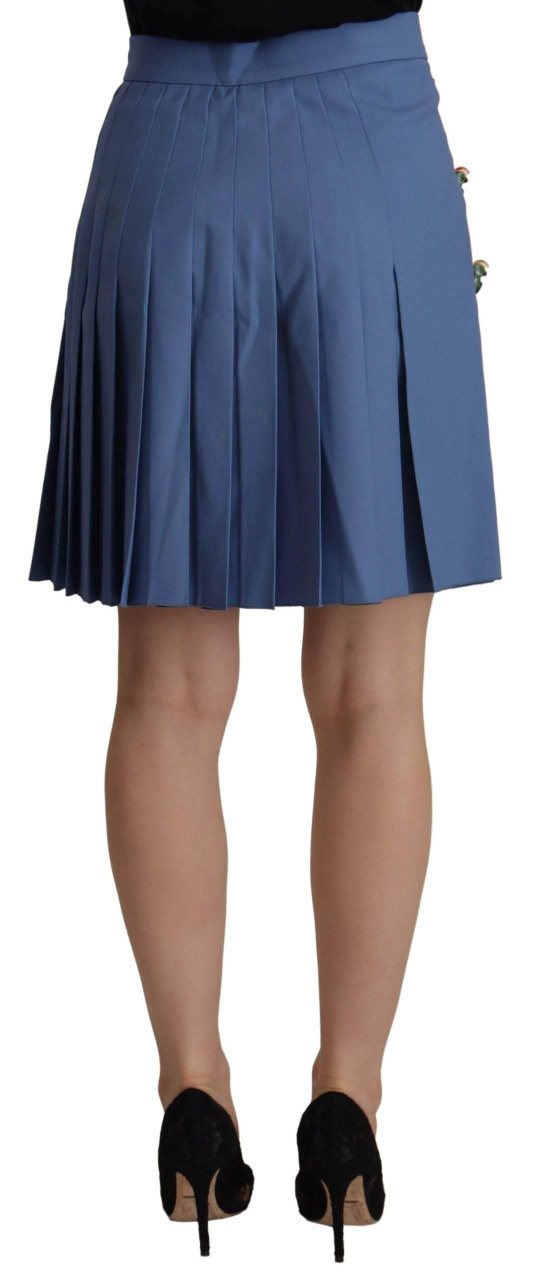 Dolce & Gabbana Elegant Pleated A-Line Mini Skirt with Bird Appliques - Hilstor