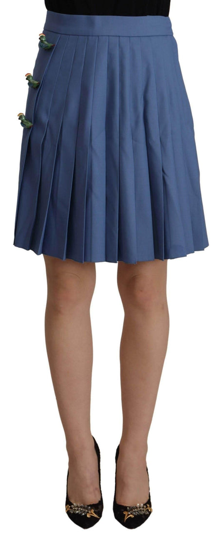 Dolce & Gabbana Elegant Pleated A-Line Mini Skirt with Bird Appliques - Hilstor
