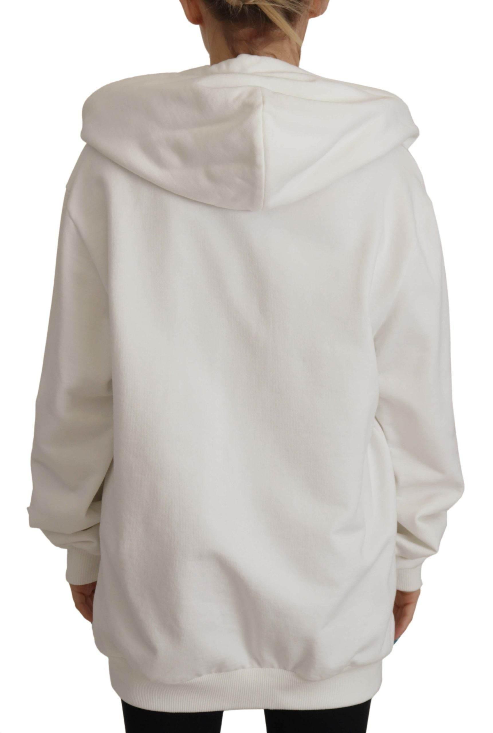 Dolce & Gabbana White Hoodie Pullover Embroidered Sweater - Hilstor